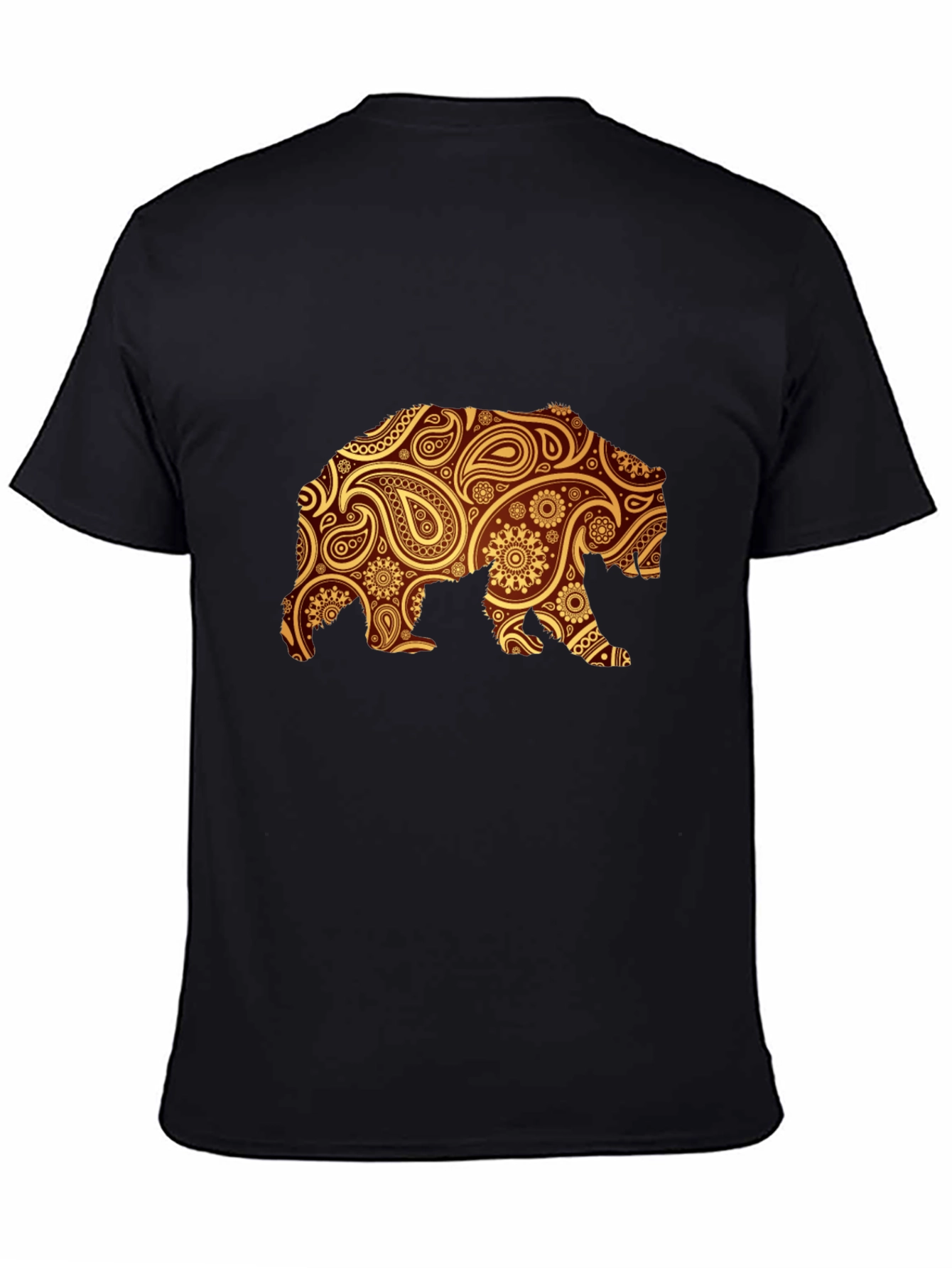 Paisley Bear Graphic Black T-Shirt