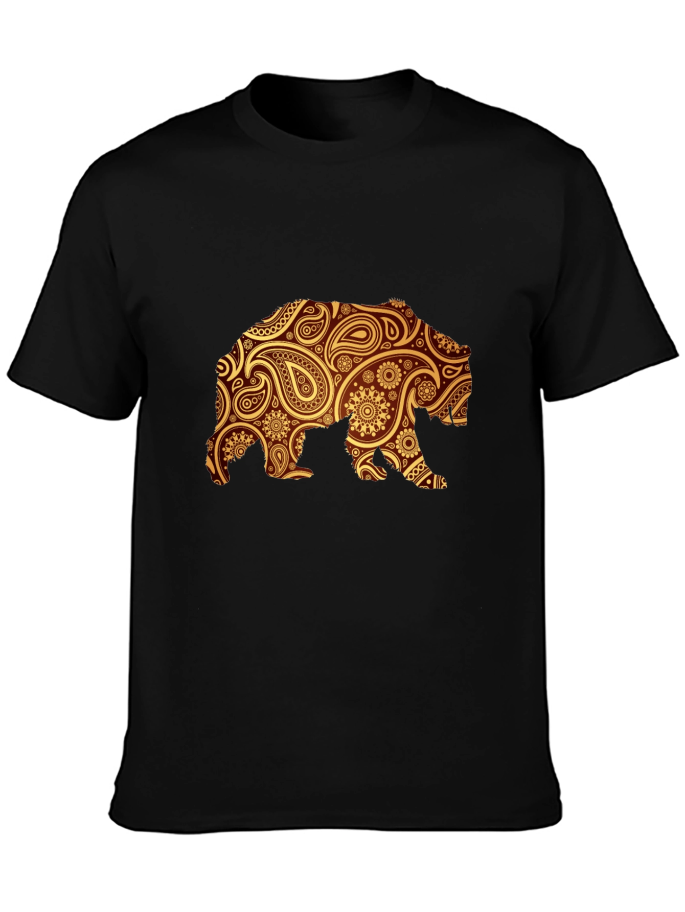 Paisley Bear Graphic Black T-Shirt
