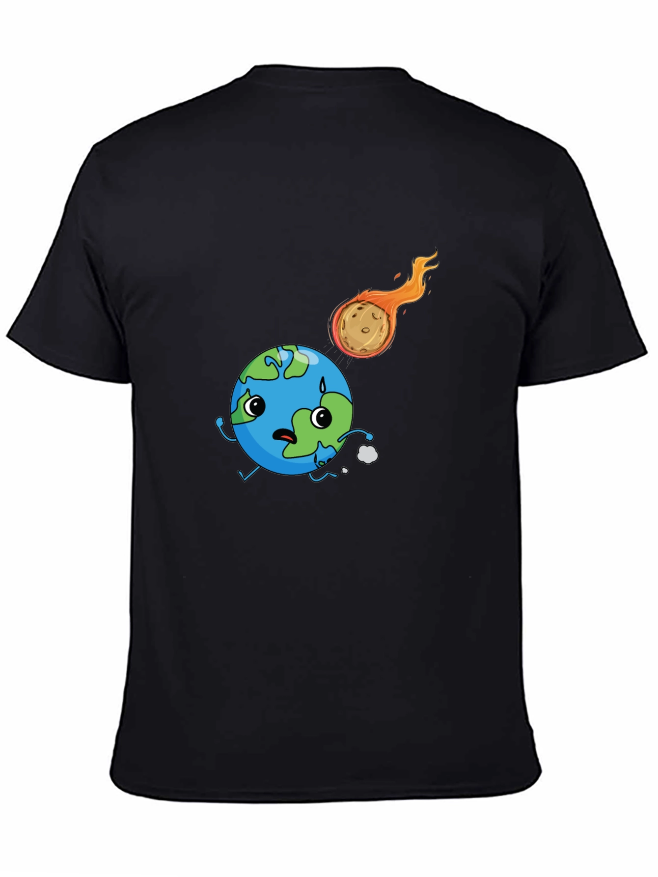 Earth vs Asteroid Graphic Black T-Shirt