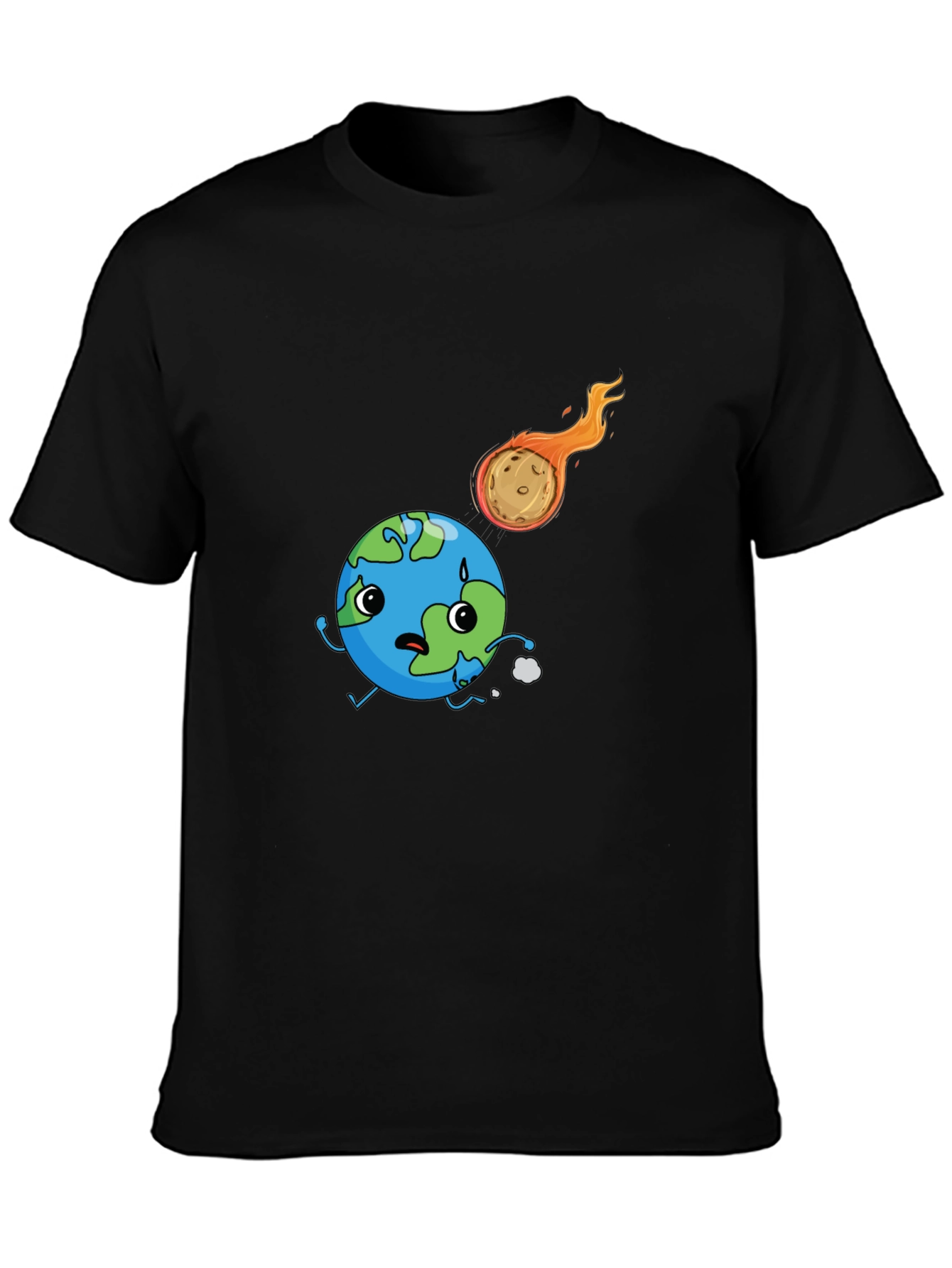 Earth vs Asteroid Graphic Black T-Shirt