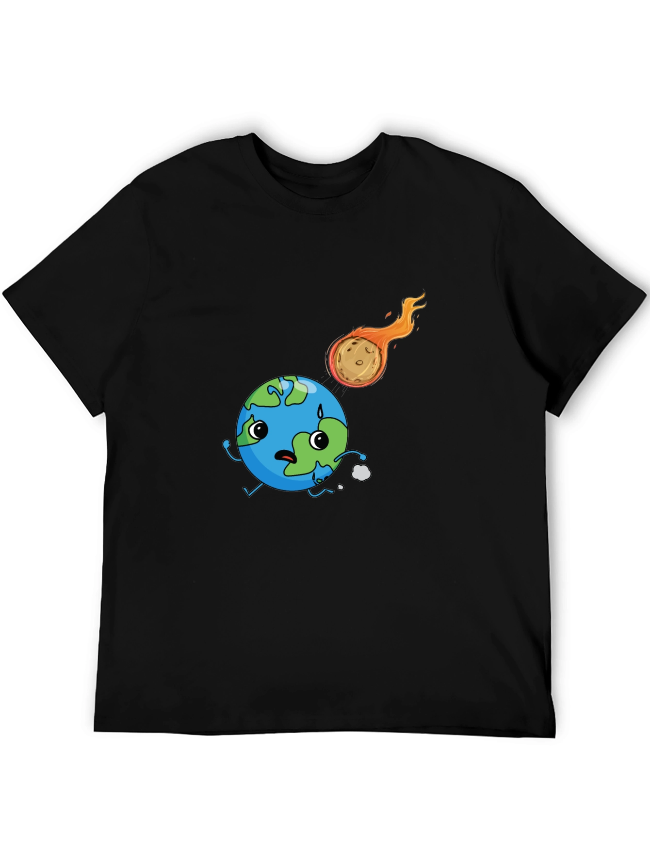 Earth vs Asteroid Graphic Black T-Shirt