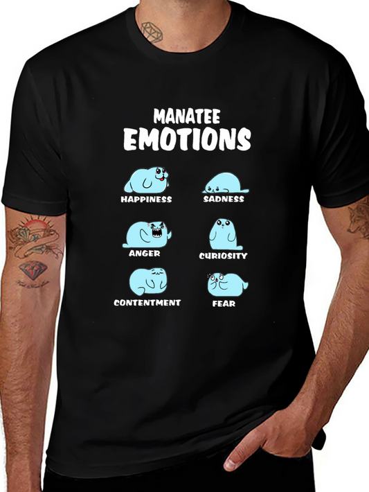 Manatee Emotions Graphic T-Shirt - Black