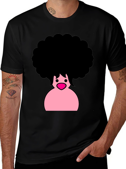 Afro Cartoon Graphic Black T-Shirt