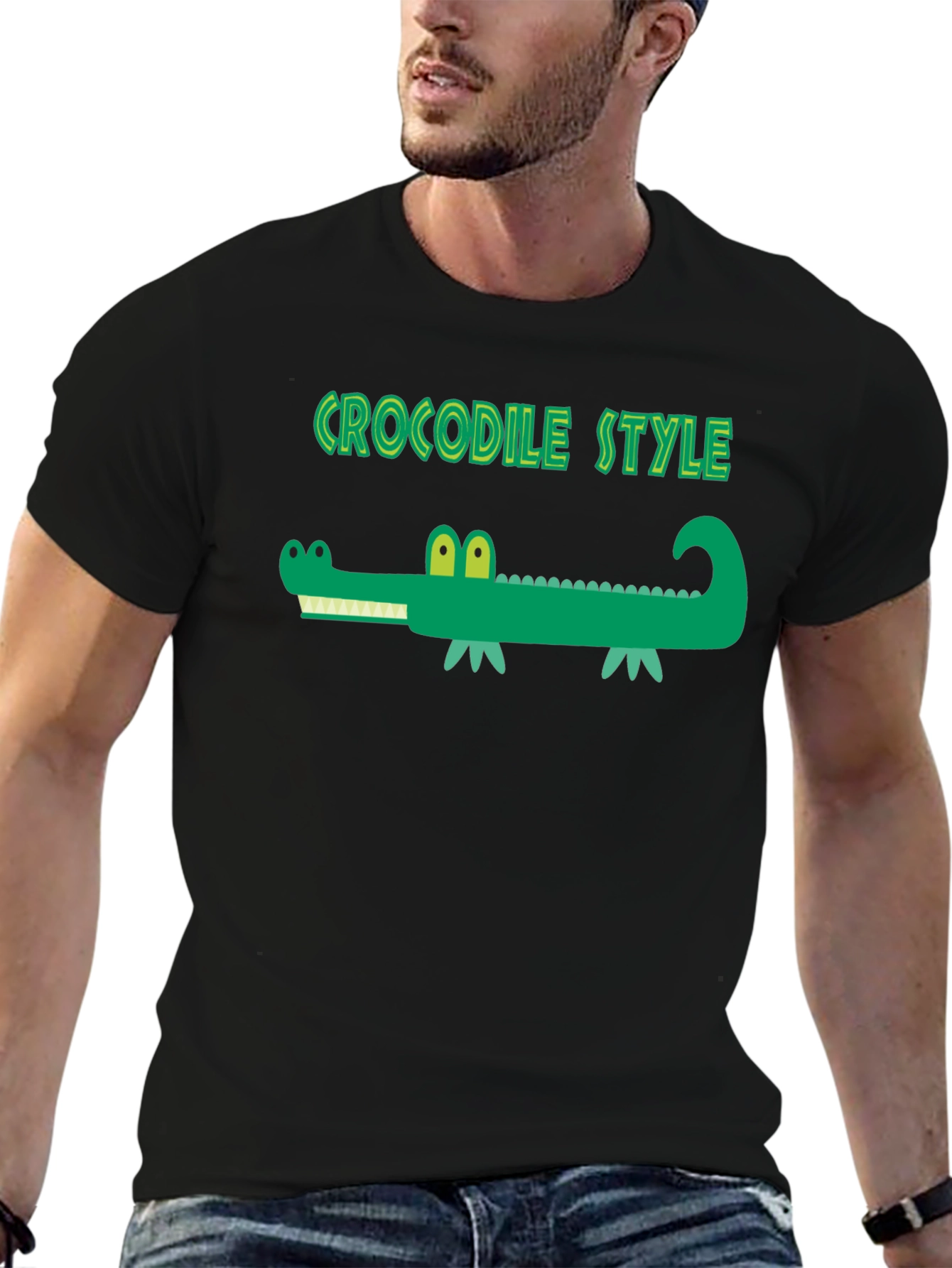 Crocodile Style Black T-Shirt