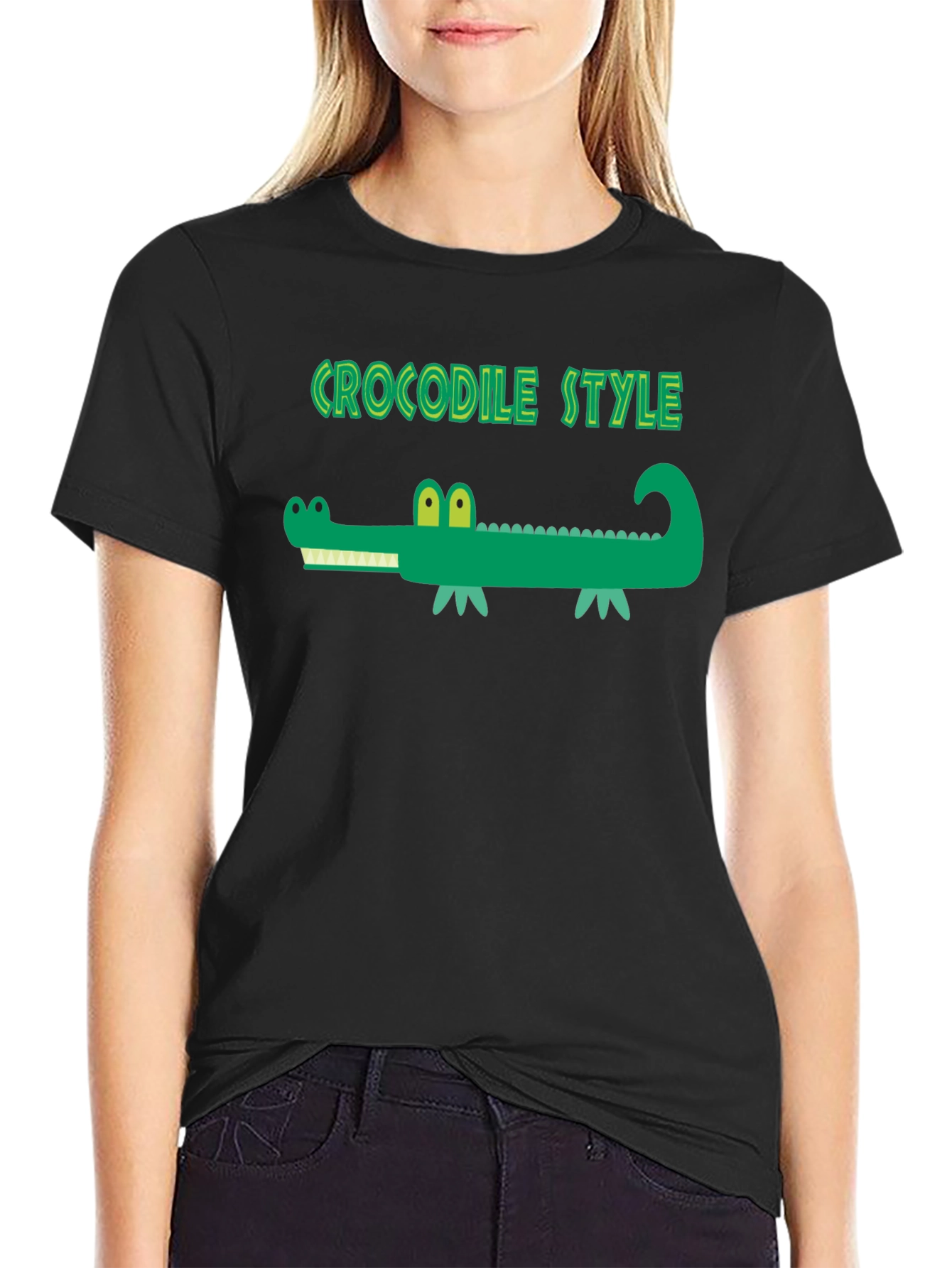 Crocodile Style Black T-Shirt