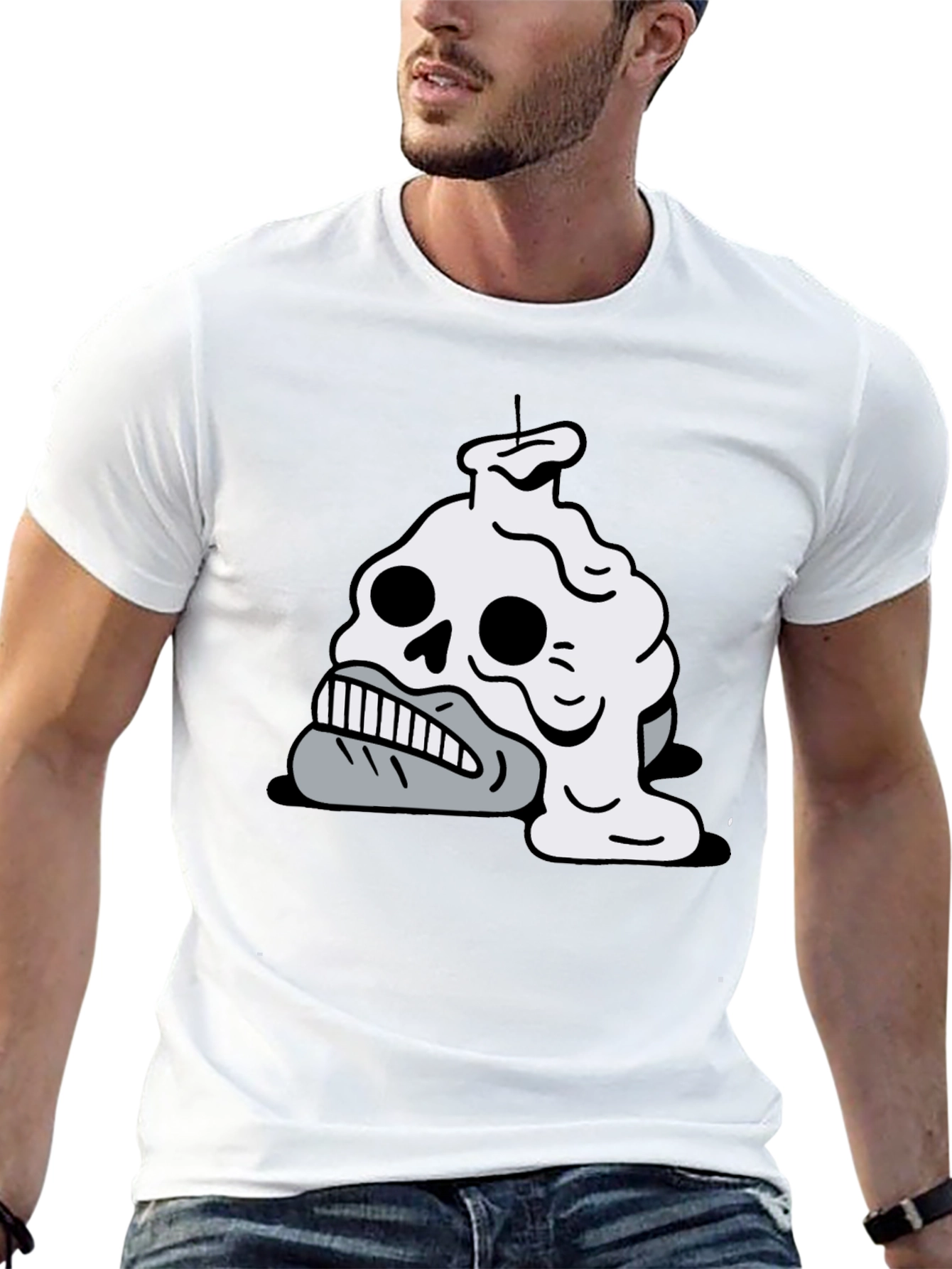 Melting Skull Candle Graphic T-Shirt