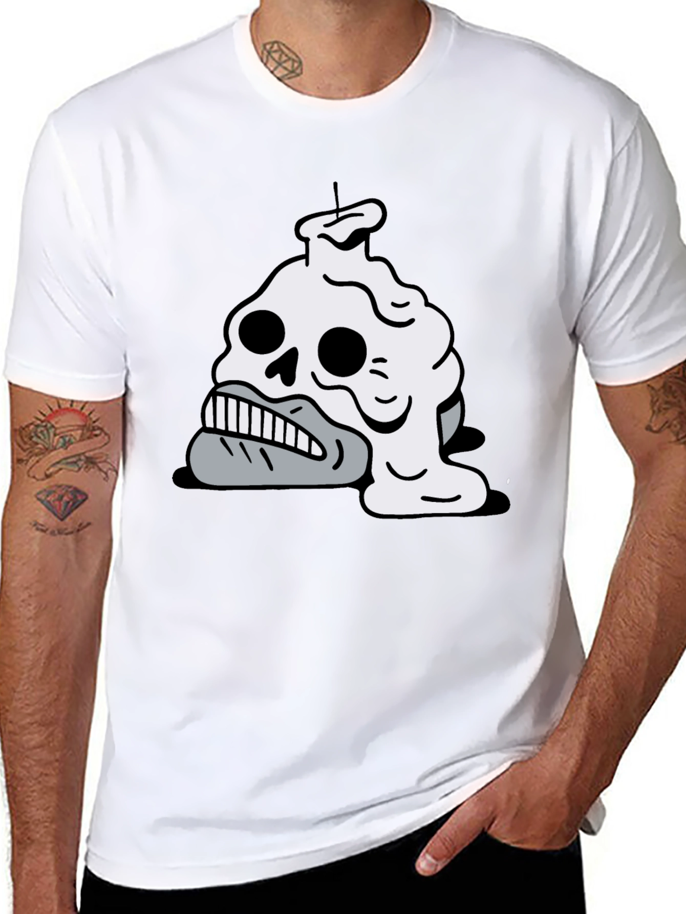 Melting Skull Candle Graphic T-Shirt