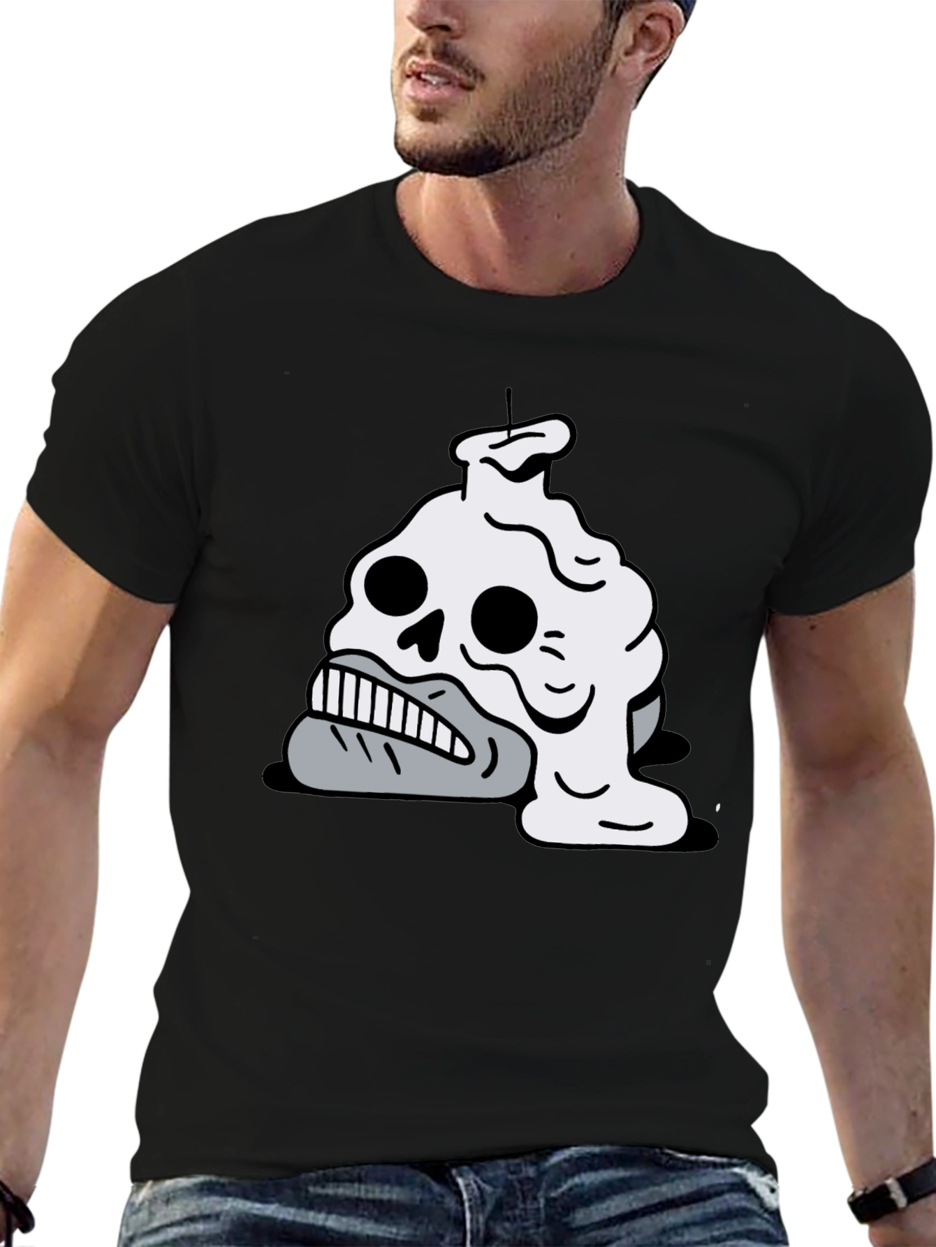 Melting Skull Candle Graphic T-Shirt