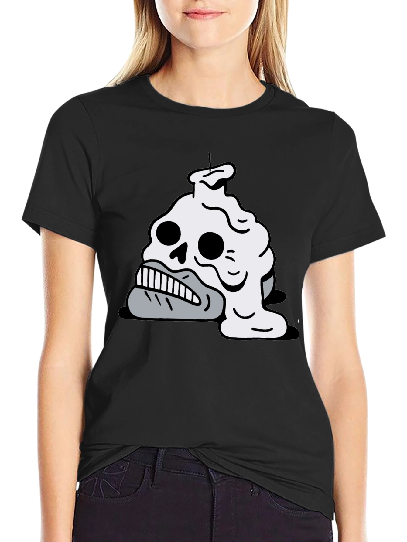 Melting Skull Candle Graphic T-Shirt