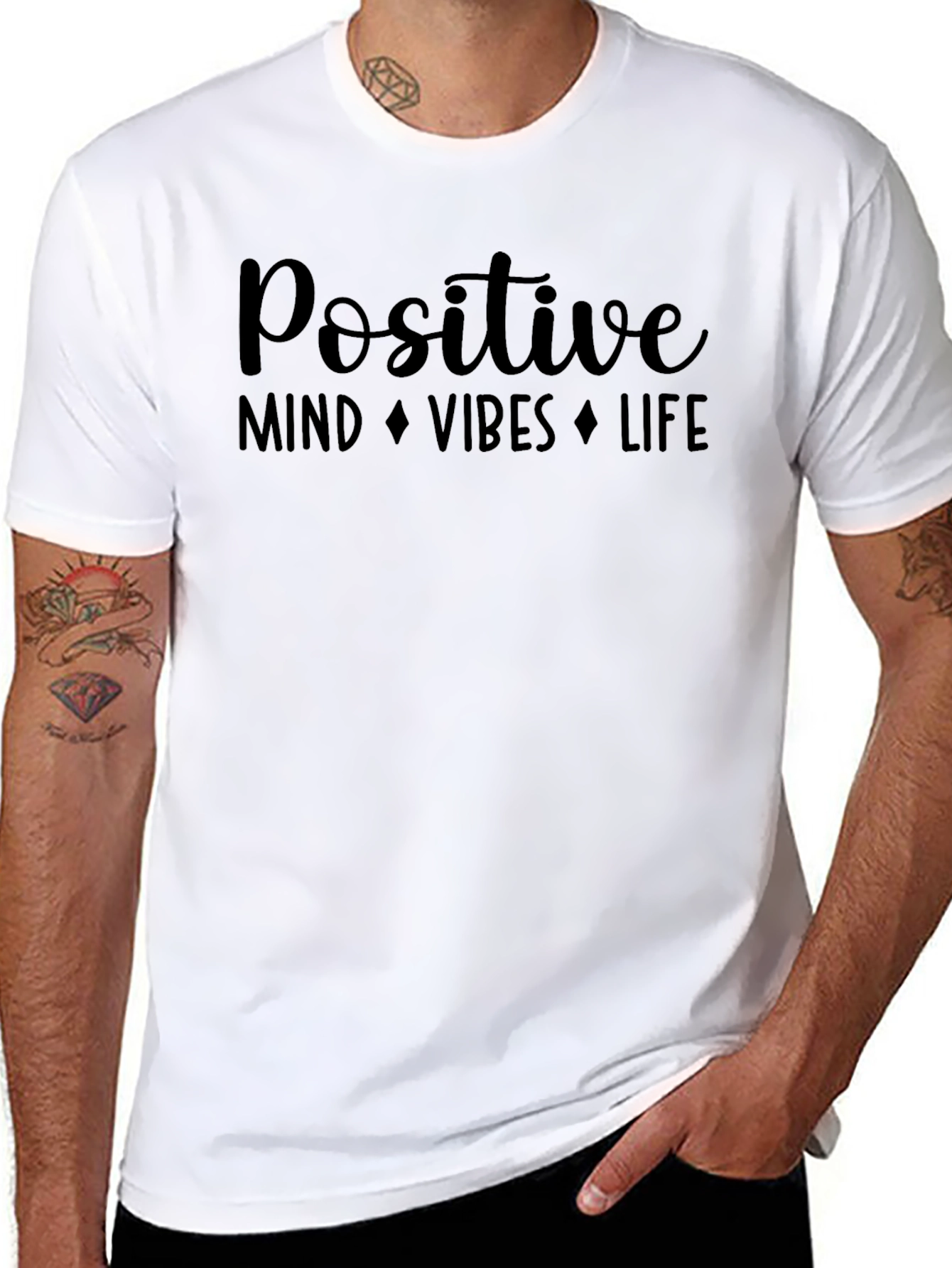 Positive Mind Vibes Life Black Graphic Tee
