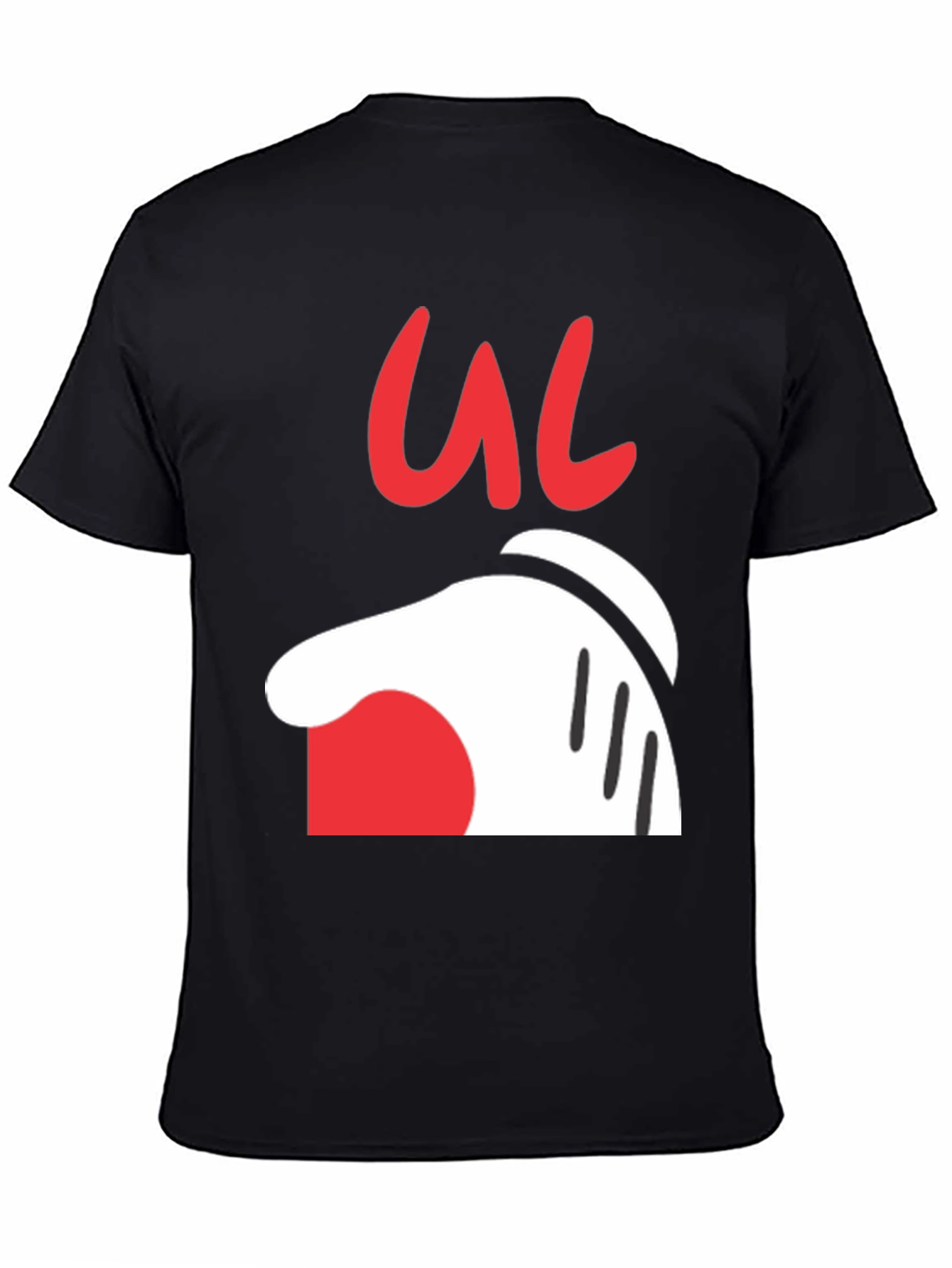 Cartoon Hand Graphic Tee - Casual Black T-Shirt