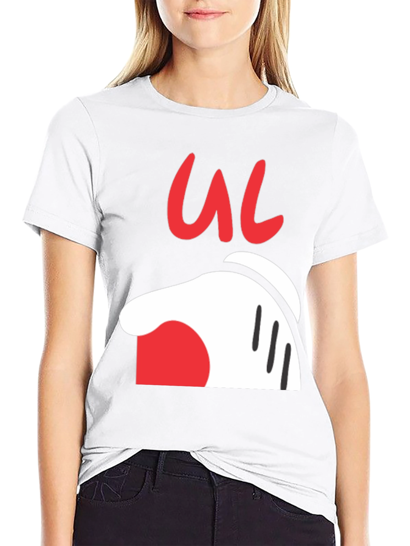 Cartoon Hand Graphic Tee - Casual Black T-Shirt