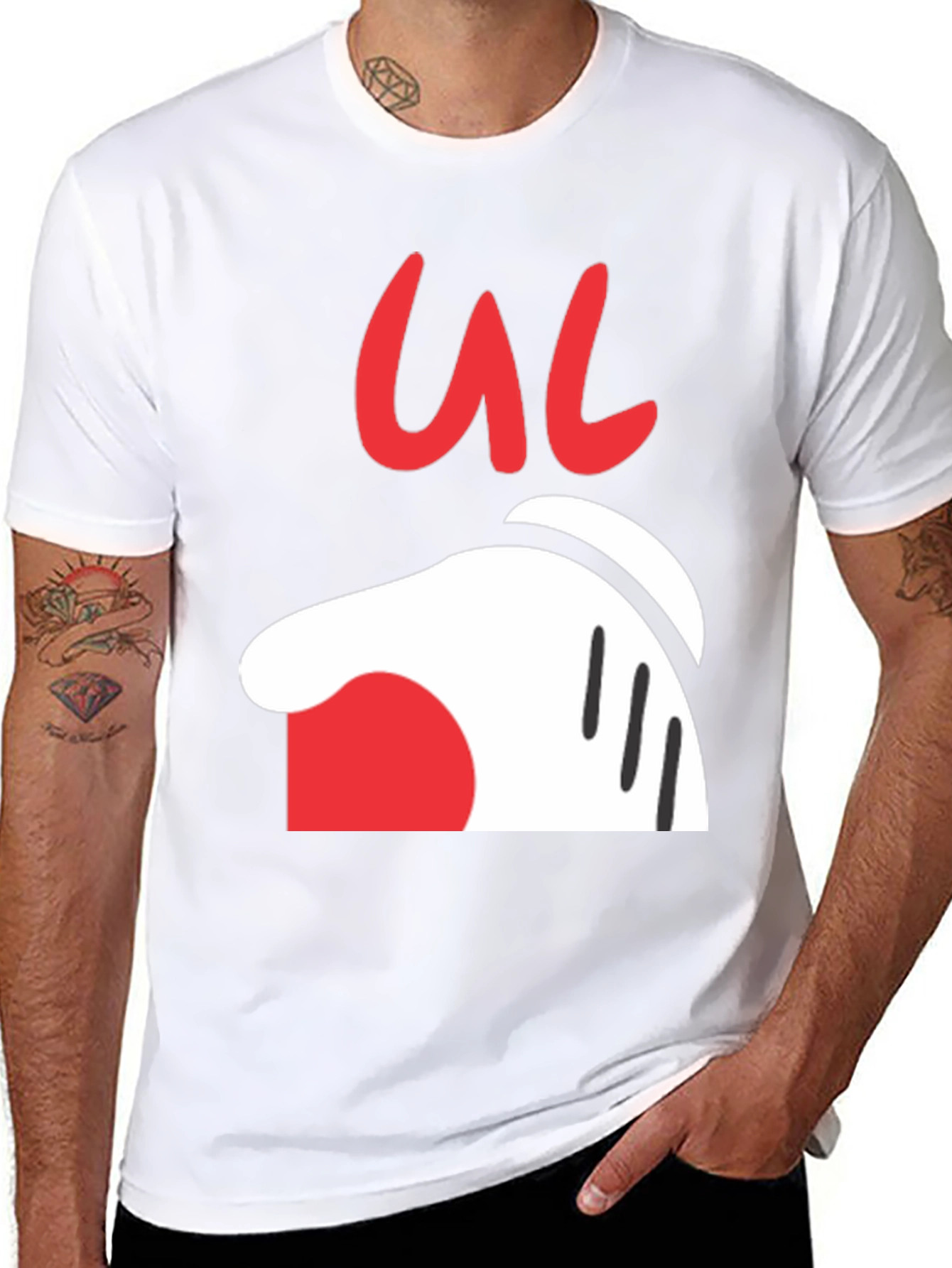 Cartoon Hand Graphic Tee - Casual Black T-Shirt