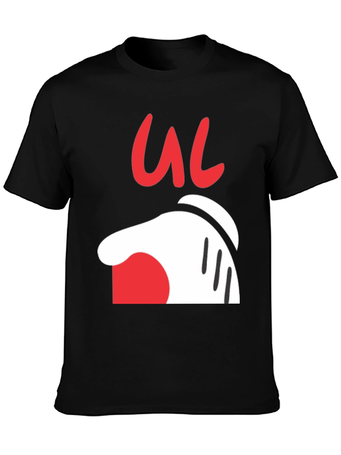 Cartoon Hand Graphic Tee - Casual Black T-Shirt