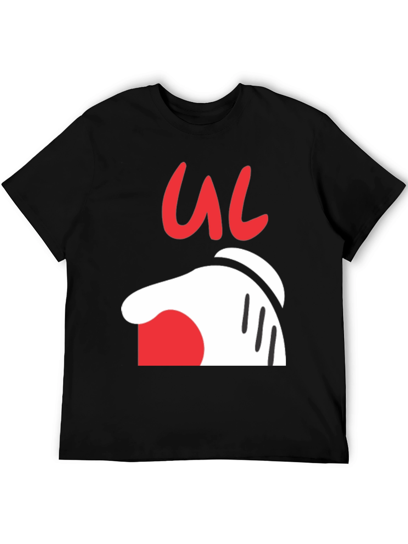 Cartoon Hand Graphic Tee - Casual Black T-Shirt
