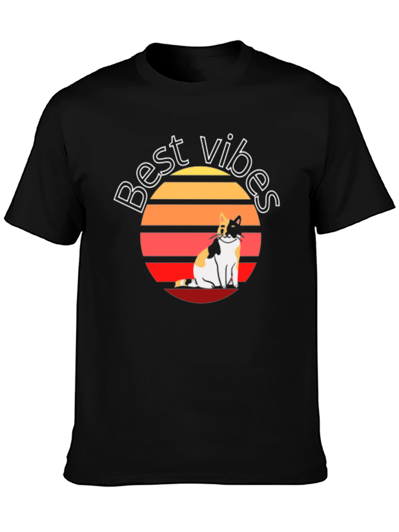 Best Vibes Cat Graphic T-Shirt