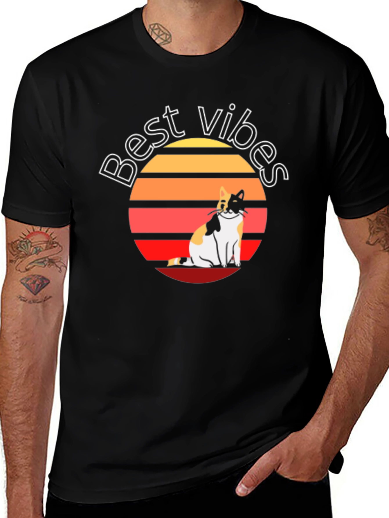 Best Vibes Cat Graphic T-Shirt