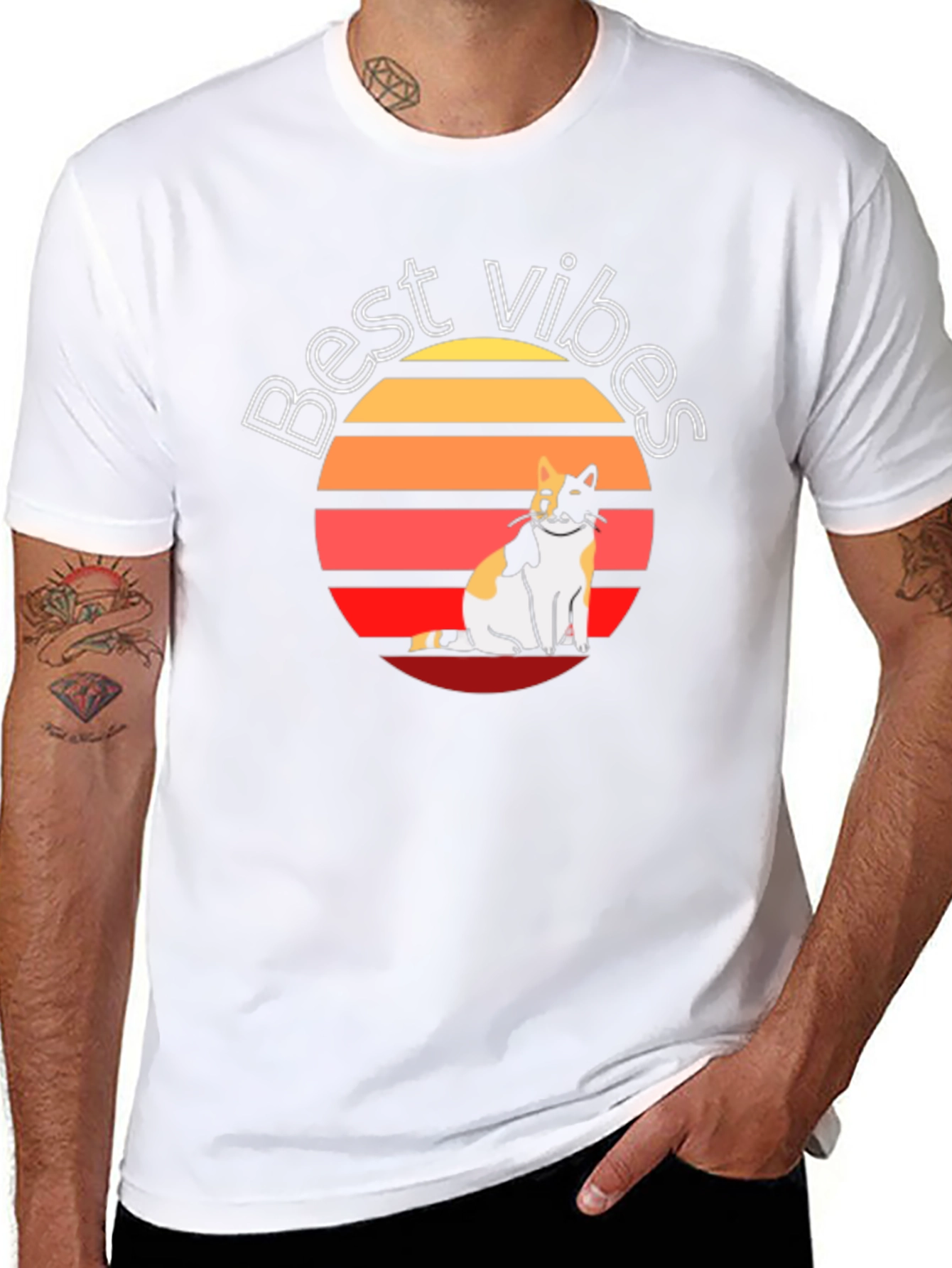 Best Vibes Cat Graphic T-Shirt