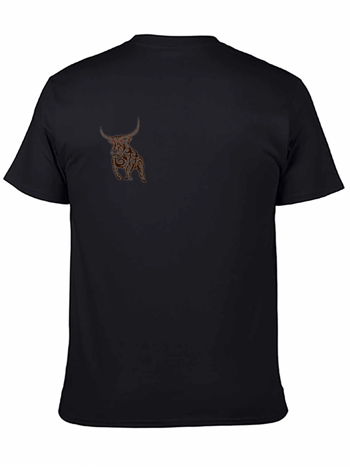 Mens Black T-Shirt with Bull Graphic