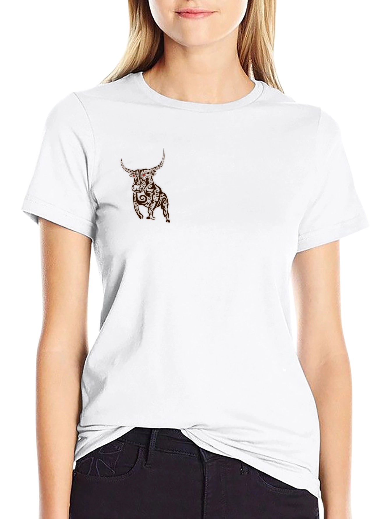 Mens Black T-Shirt with Bull Graphic