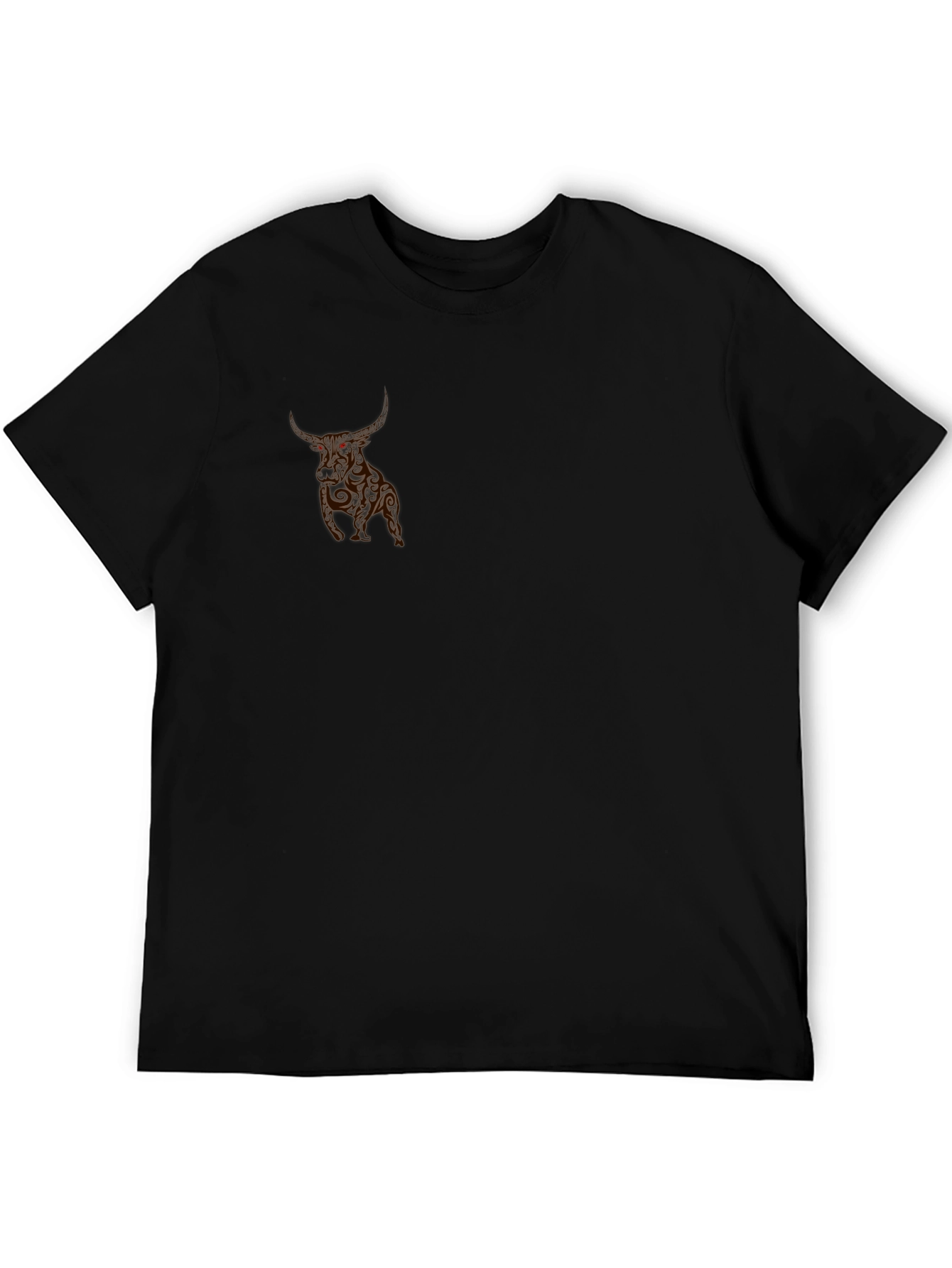 Mens Black T-Shirt with Bull Graphic