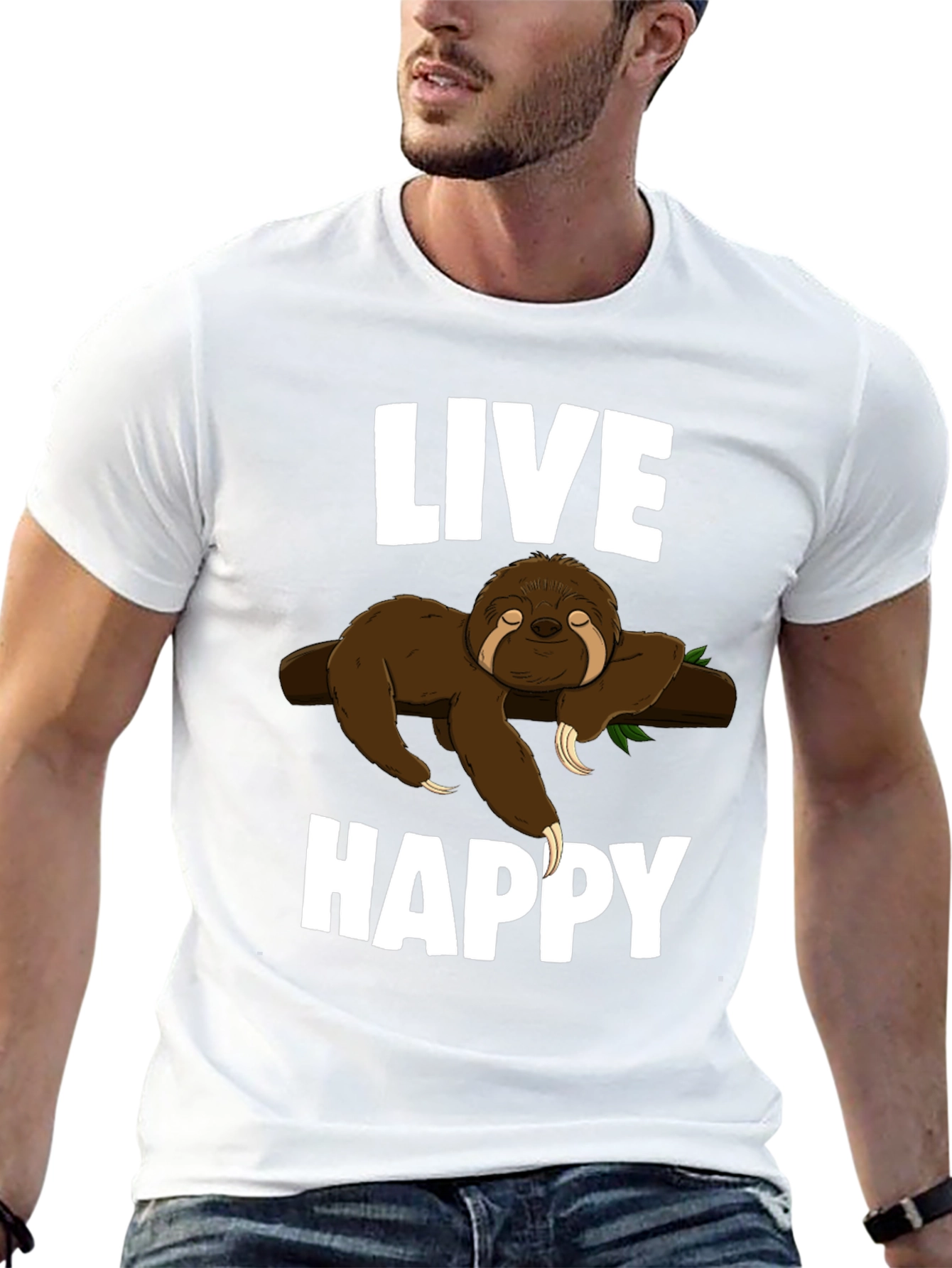 Live Happy Sloth Graphic Tee