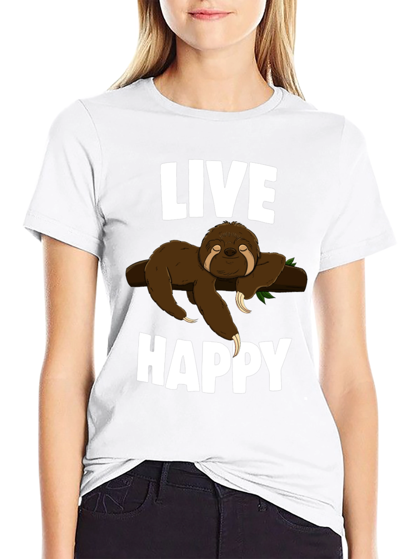 Live Happy Sloth Graphic Tee