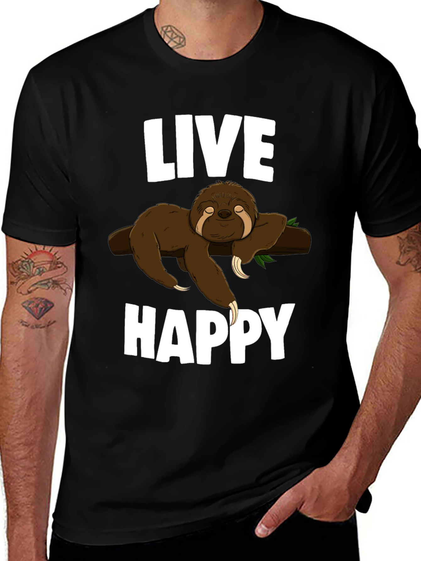 Live Happy Sloth Graphic Tee