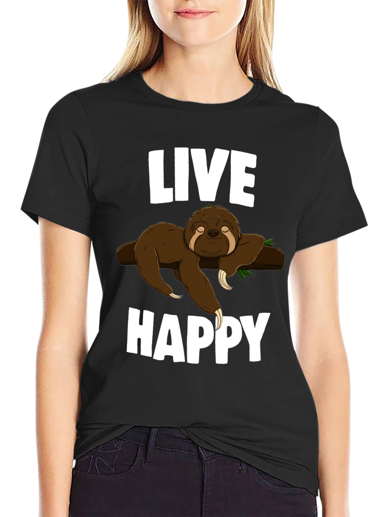 Live Happy Sloth Graphic Tee