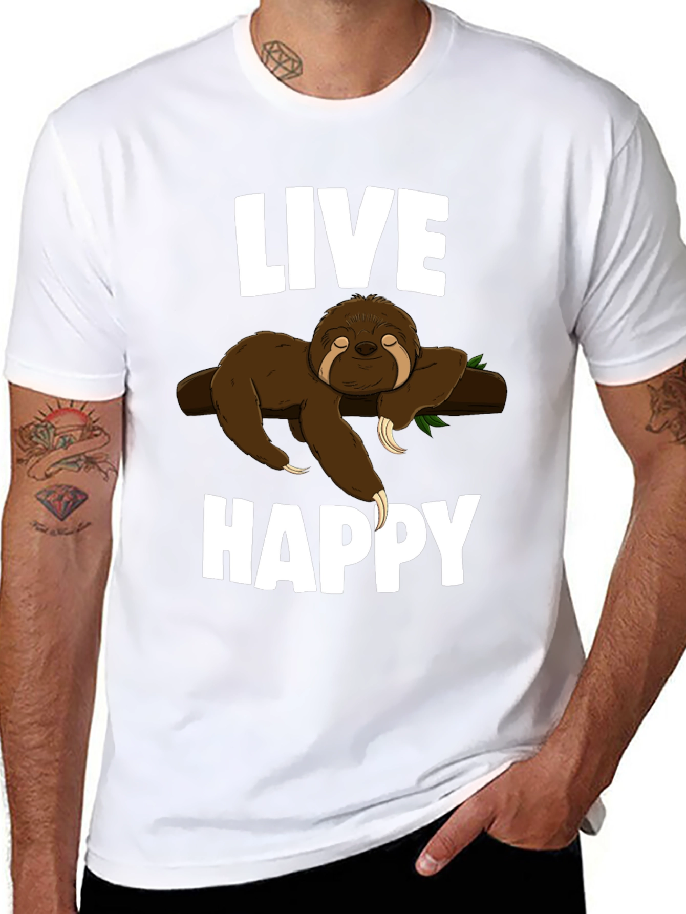 Live Happy Sloth Graphic Tee