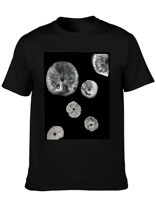 Abstract Mushroom Print Black T-Shirt