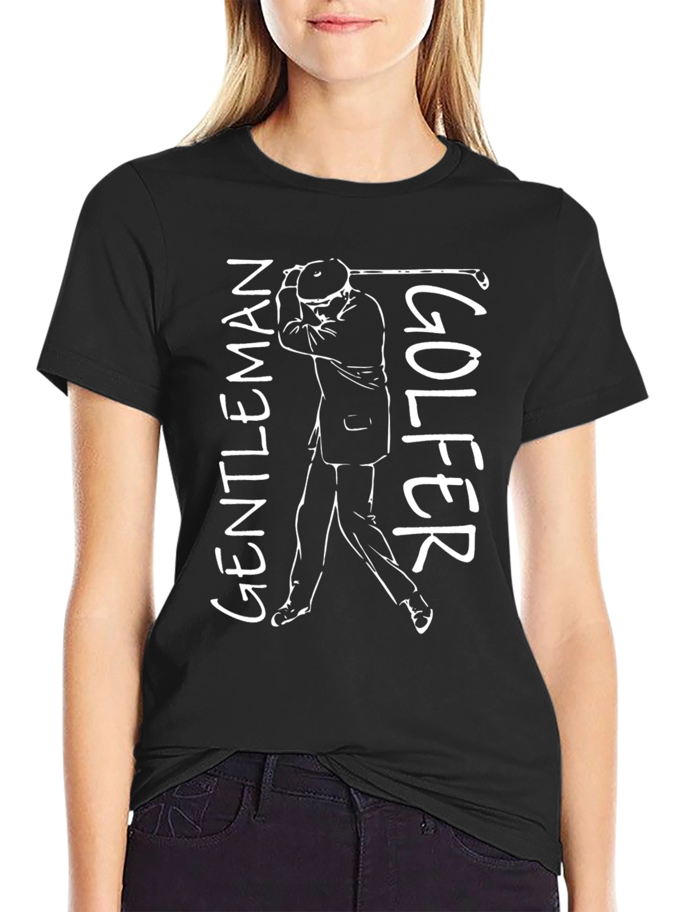 Gentleman Golfer Graphic Tee - Black Cotton T-Shirt