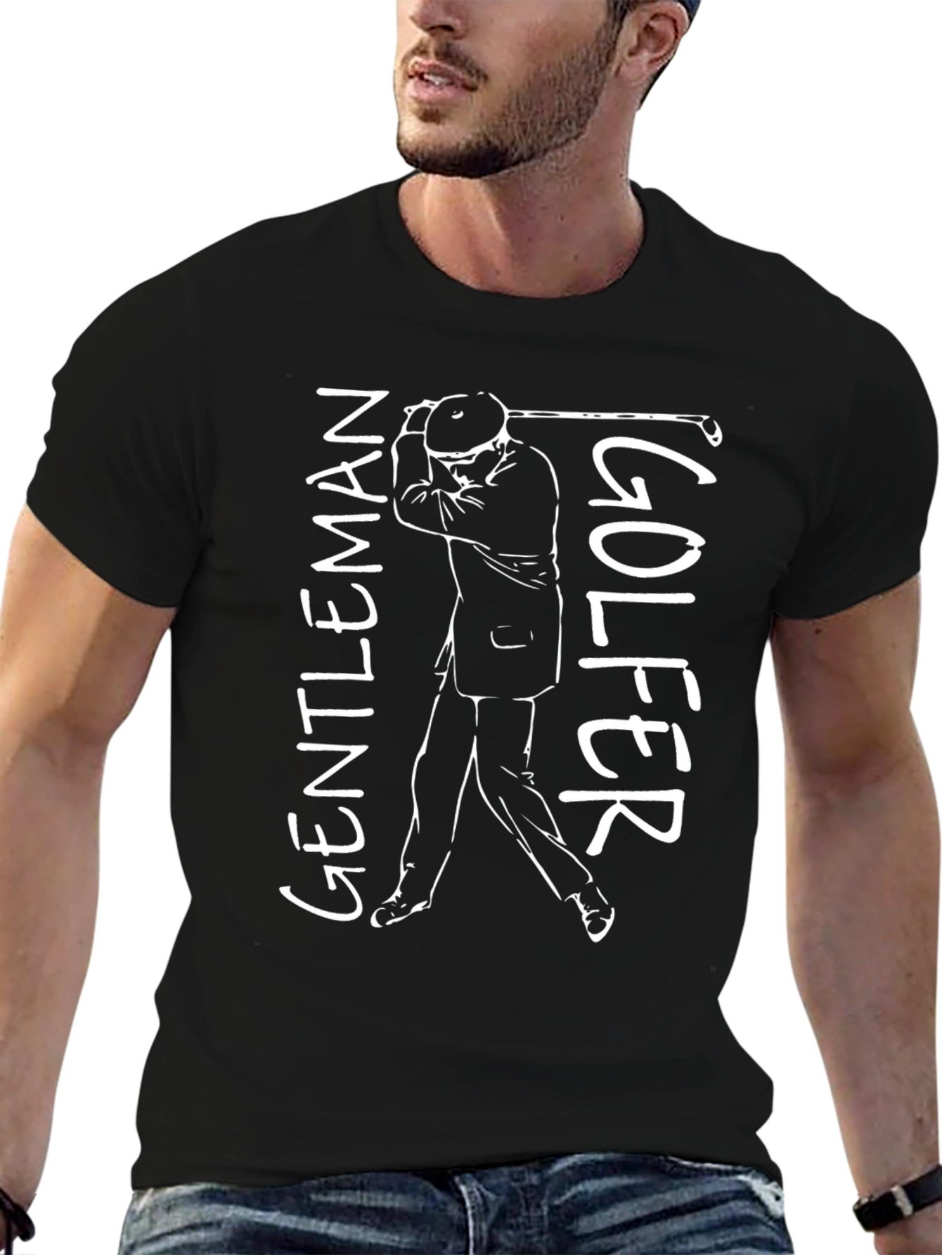 Gentleman Golfer Graphic Tee - Black Cotton T-Shirt