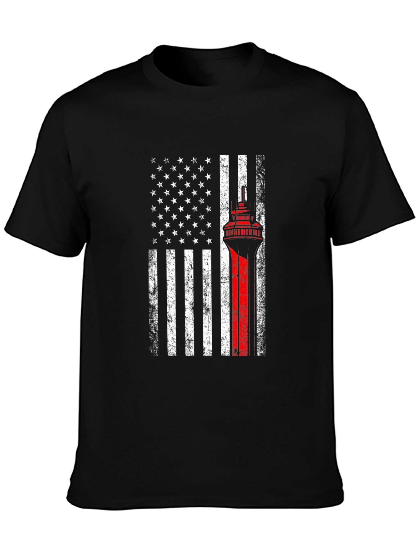 American Flag Firefighter T-Shirt - Thin Red Line