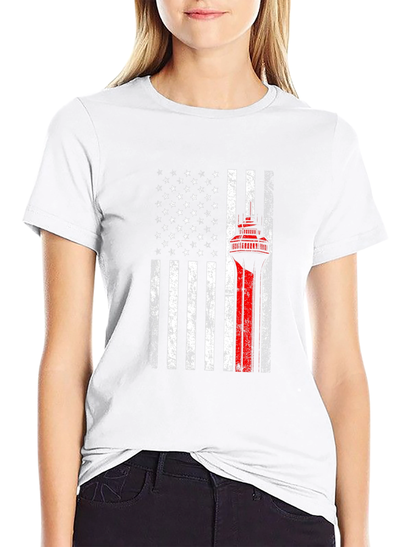 American Flag Firefighter T-Shirt - Thin Red Line