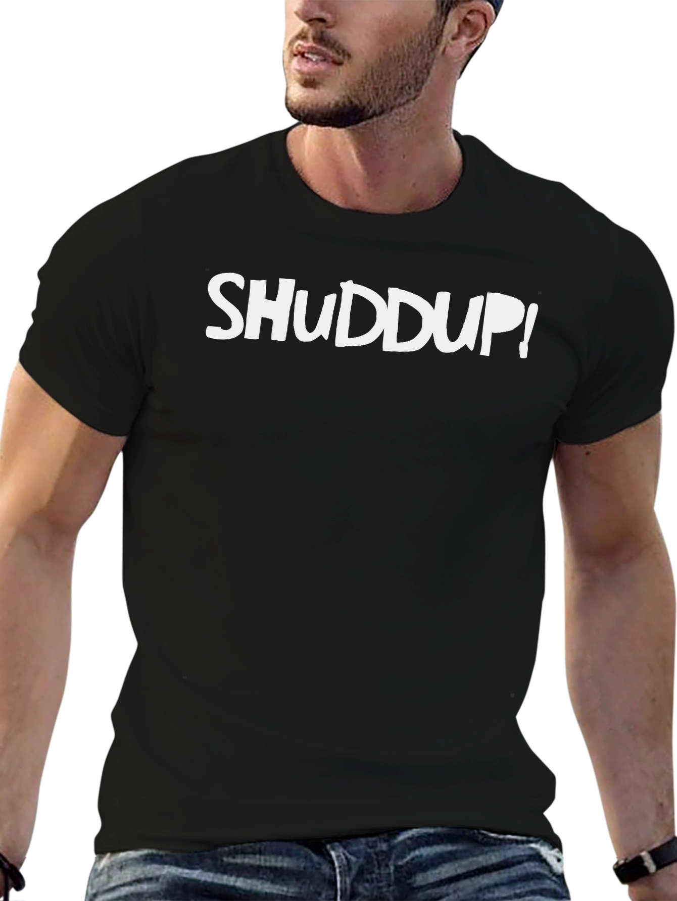 SHUDDUP! Graphic Tee - Black Crew Neck T-Shirt
