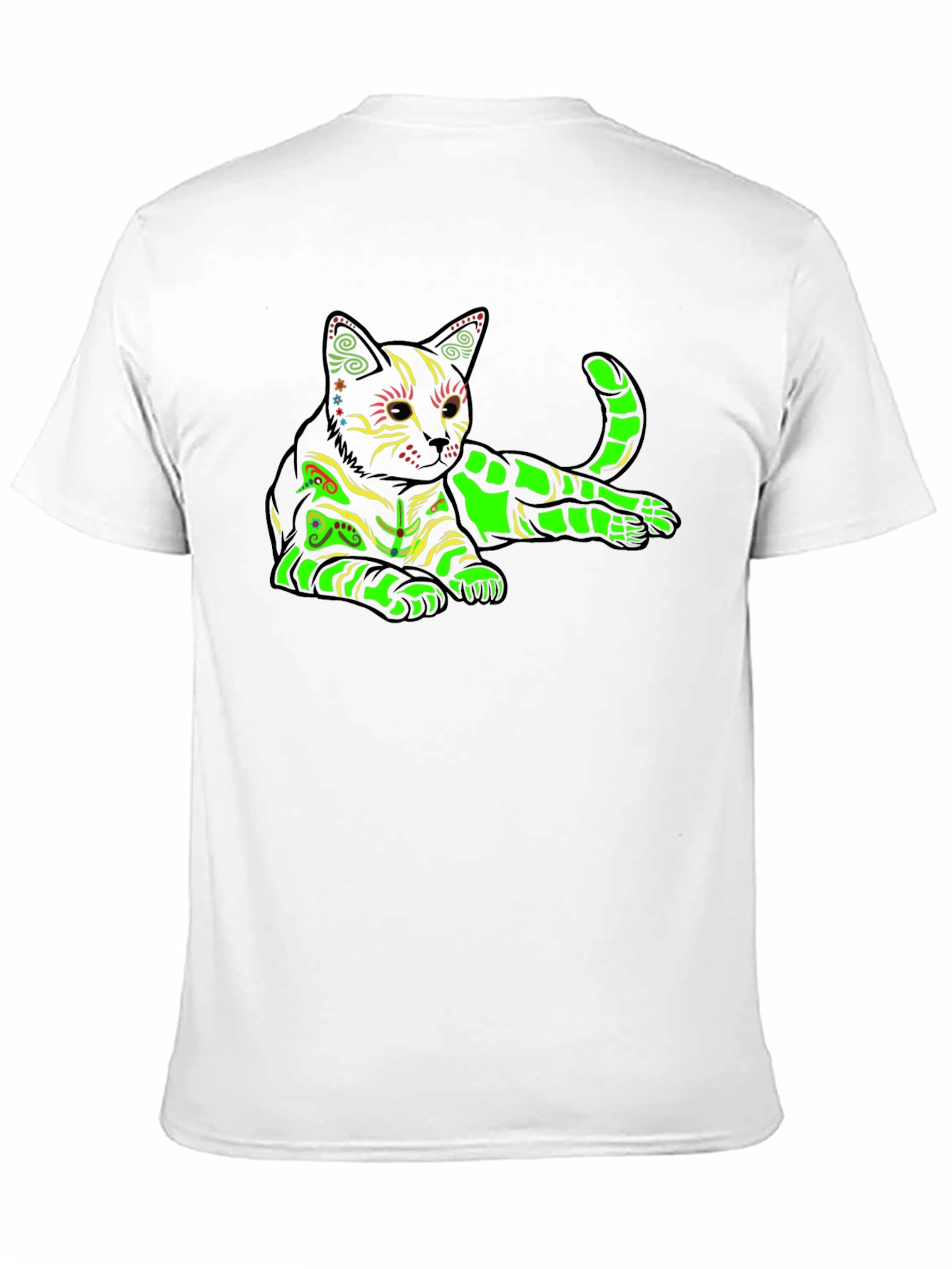 Neon Cat Graphic T-Shirt - Black