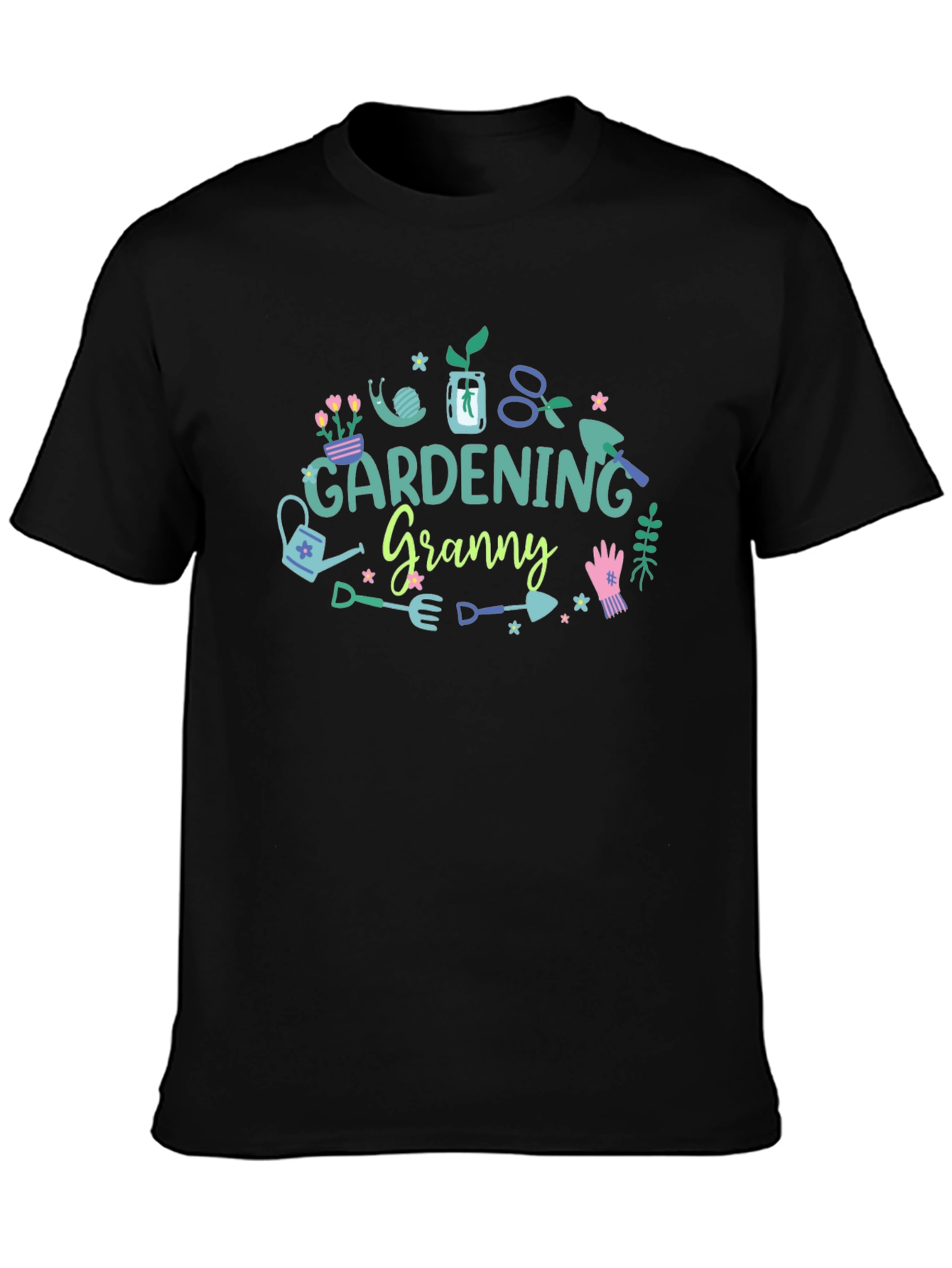 Gardening Granny Black T-Shirt