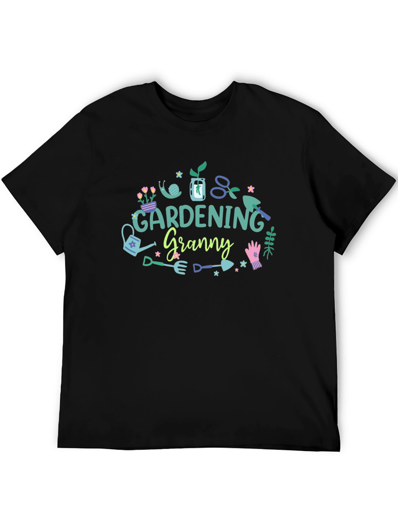 Gardening Granny Black T-Shirt