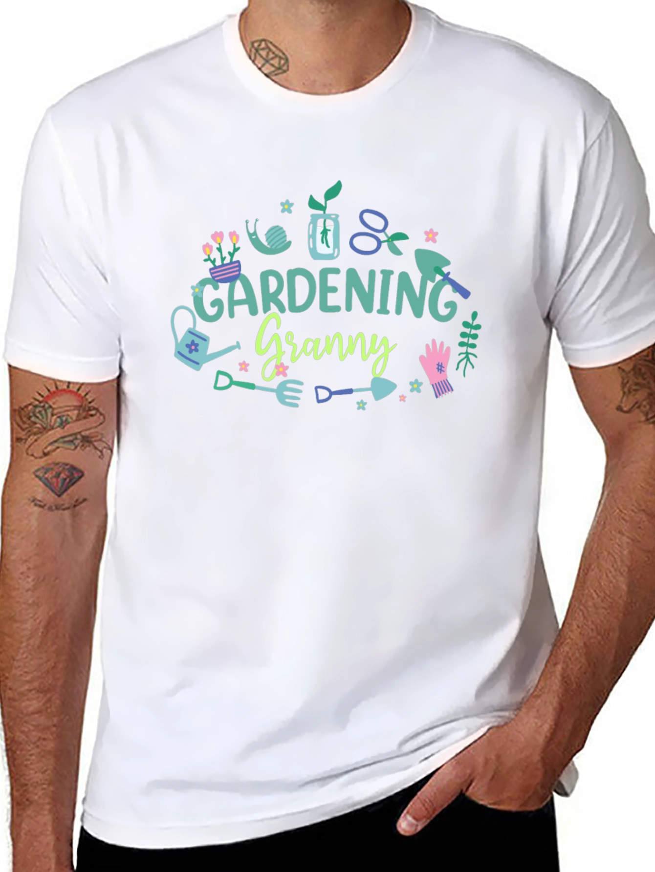 Gardening Granny Black T-Shirt