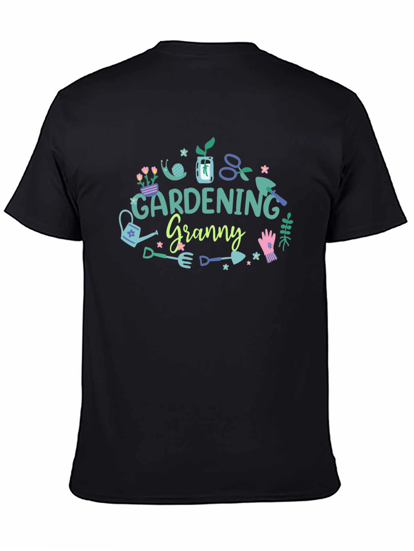 Gardening Granny Black T-Shirt