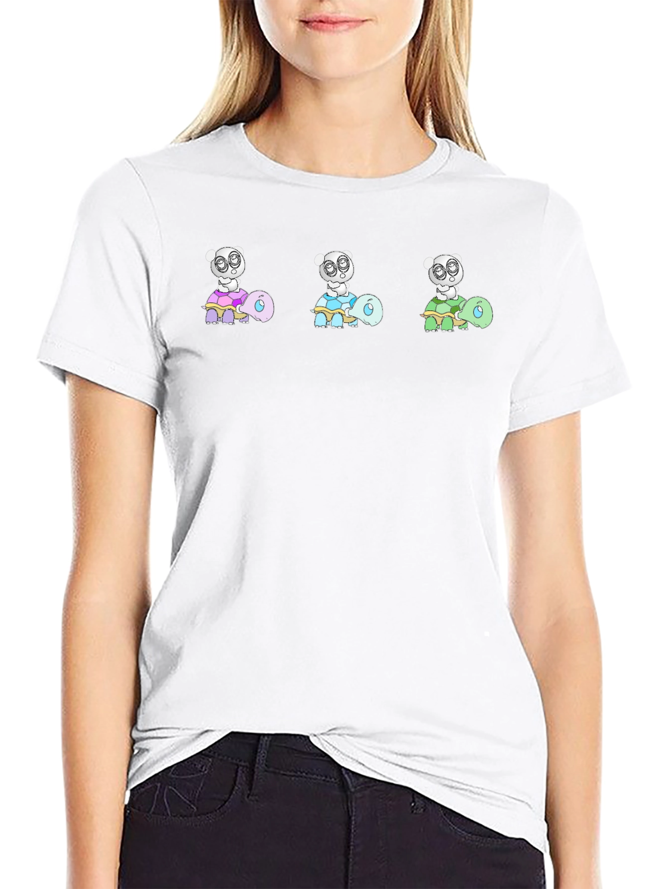 Turtle Panda Black Tee