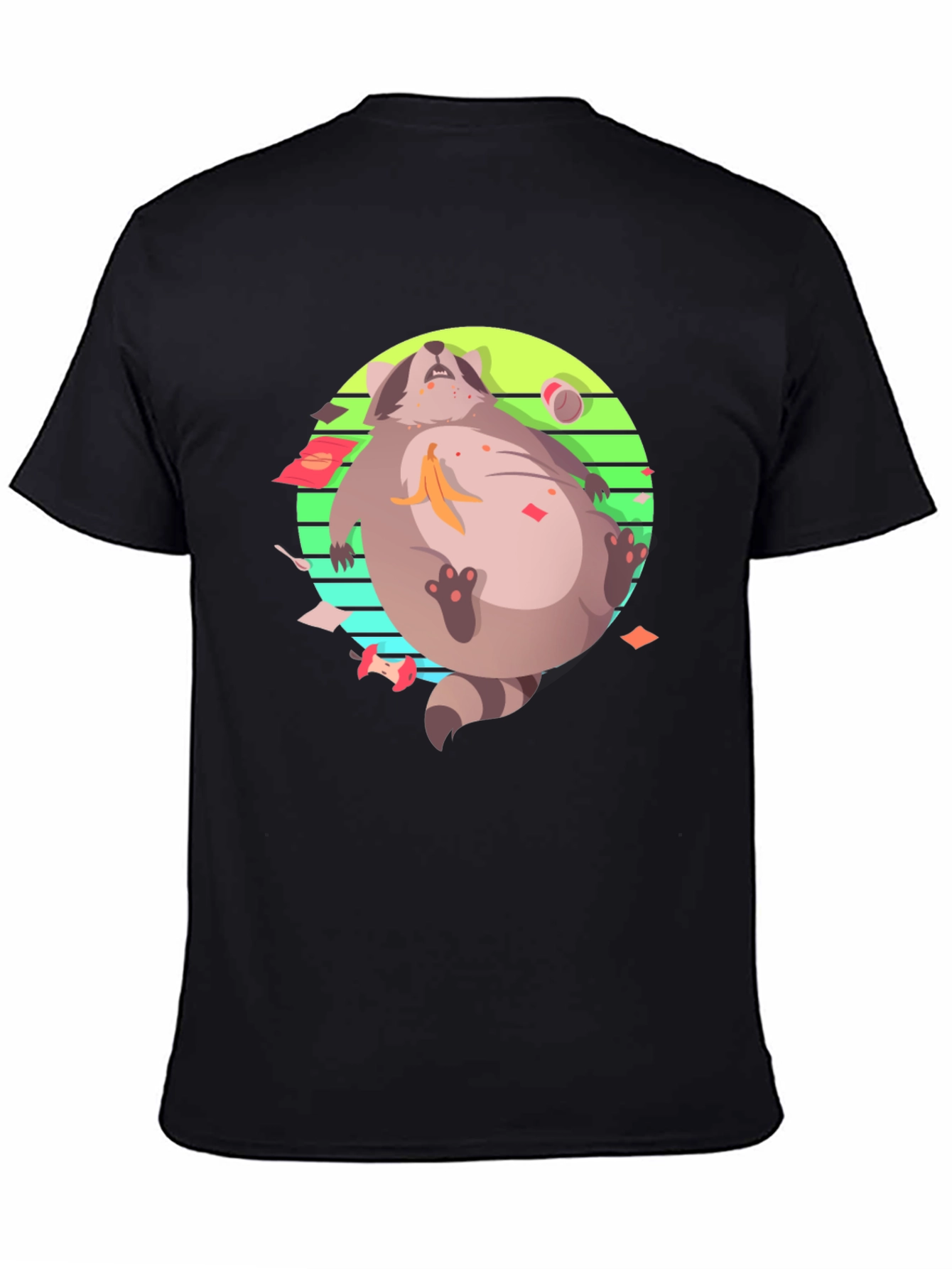 Raccoon Feast T-Shirt - Black Crew Neck Graphic Tee
