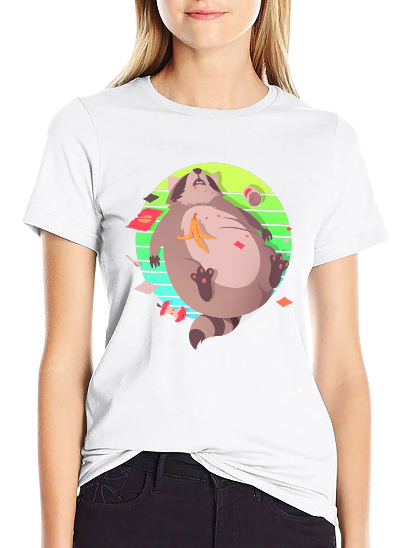 Raccoon Feast T-Shirt - Black Crew Neck Graphic Tee