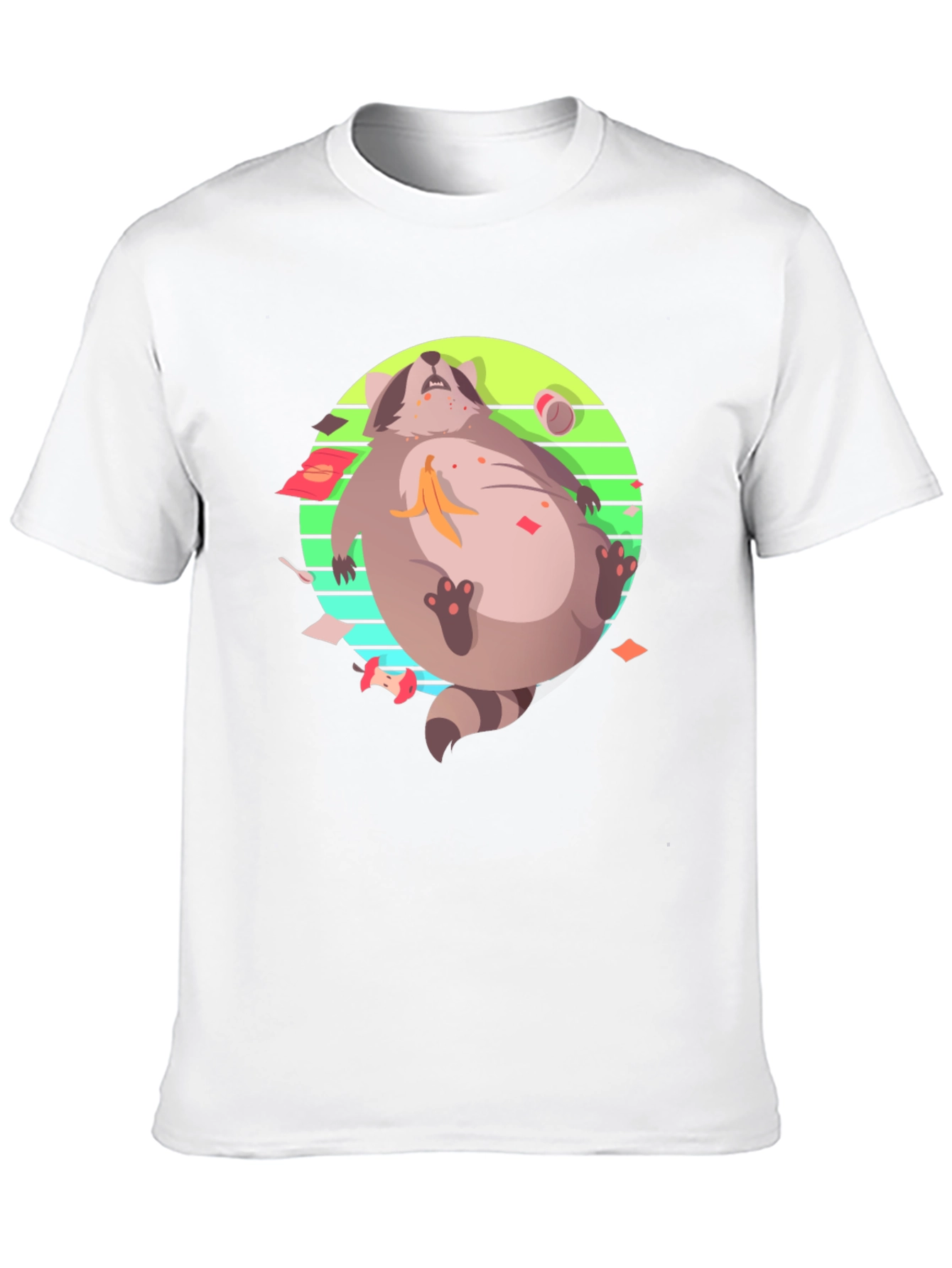 Raccoon Feast T-Shirt - Black Crew Neck Graphic Tee