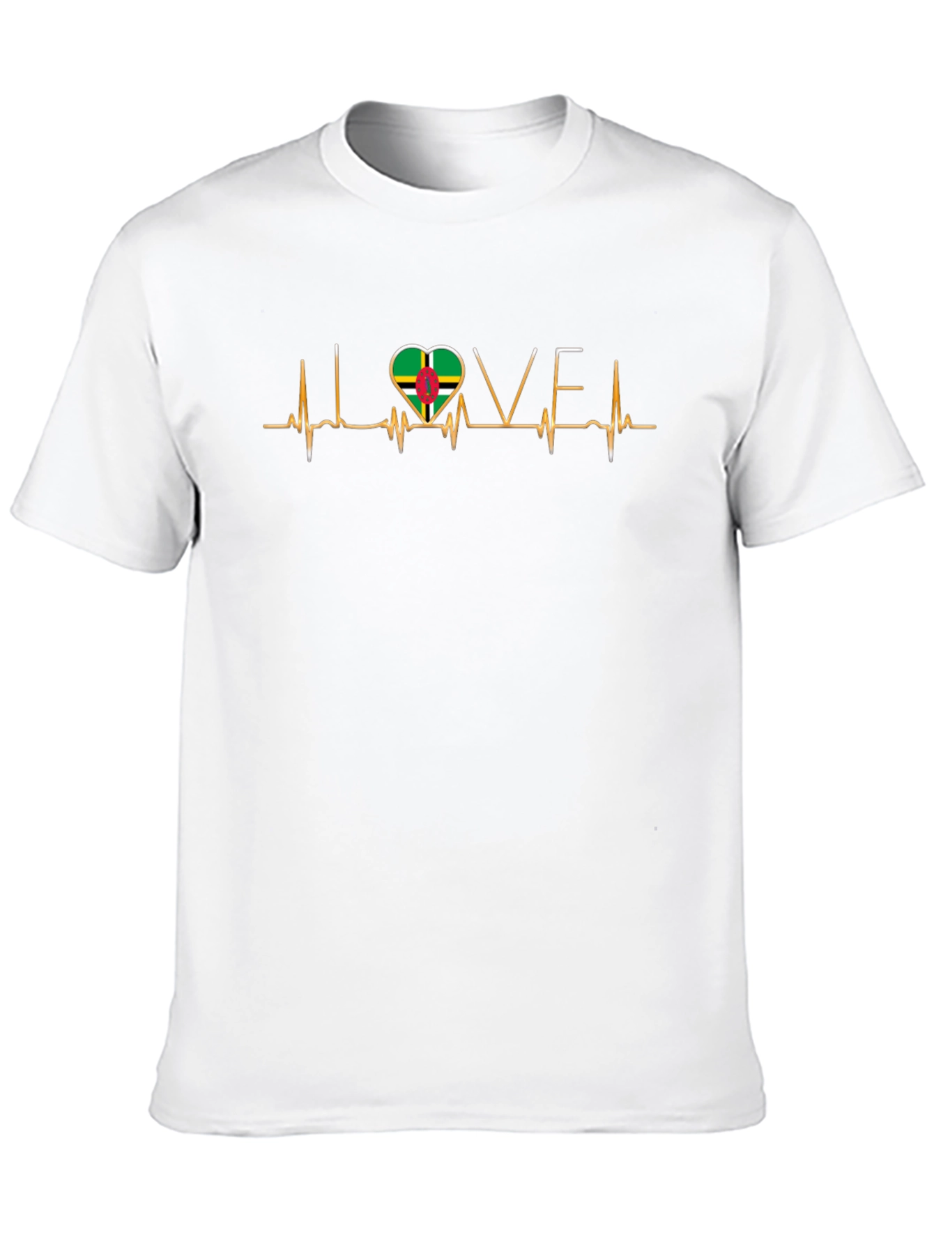 I Love Dominica T-Shirt Dominica Flag Heartbeat Tee