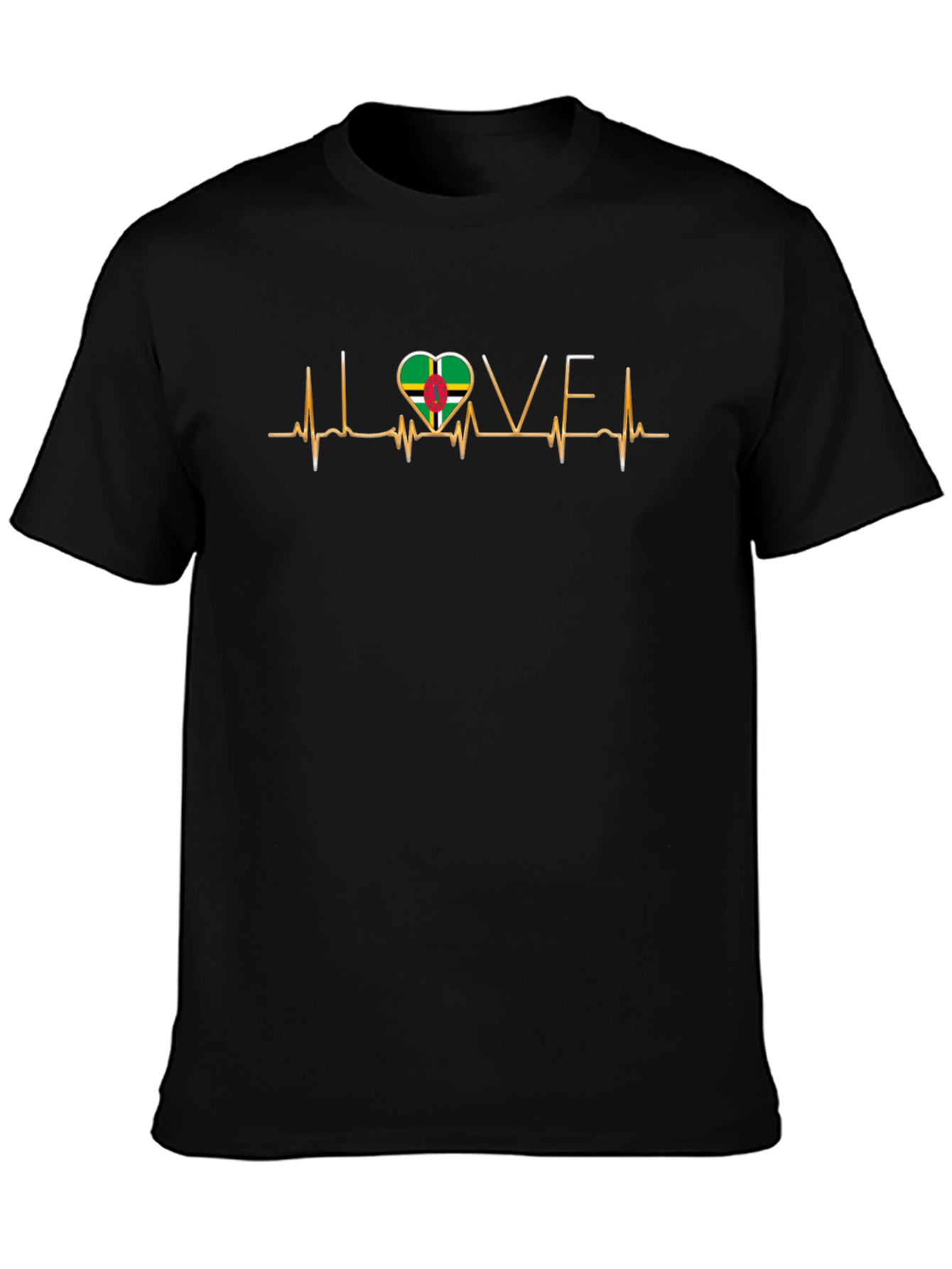 I Love Dominica T-Shirt Dominica Flag Heartbeat Tee