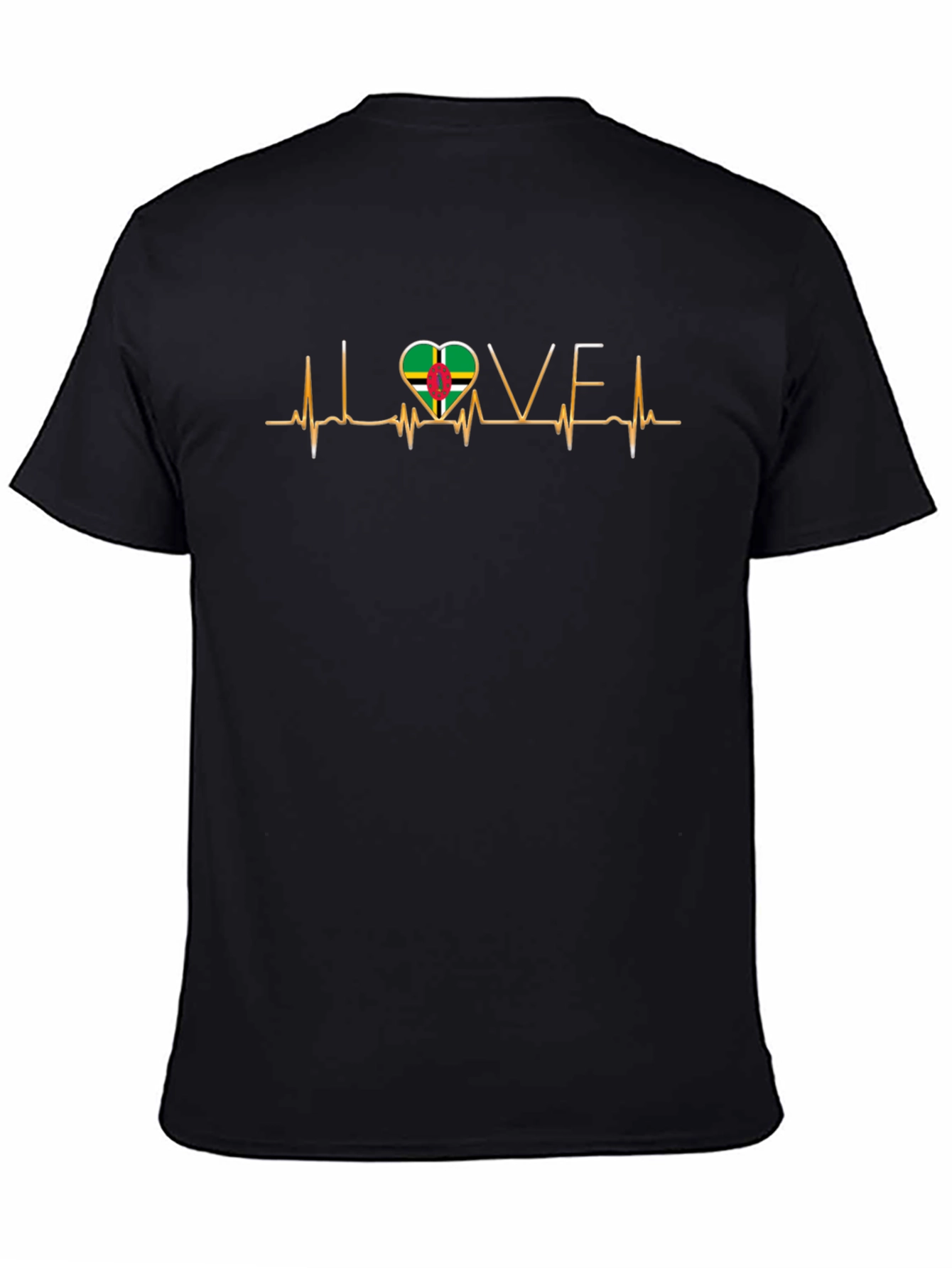 I Love Dominica T-Shirt Dominica Flag Heartbeat Tee