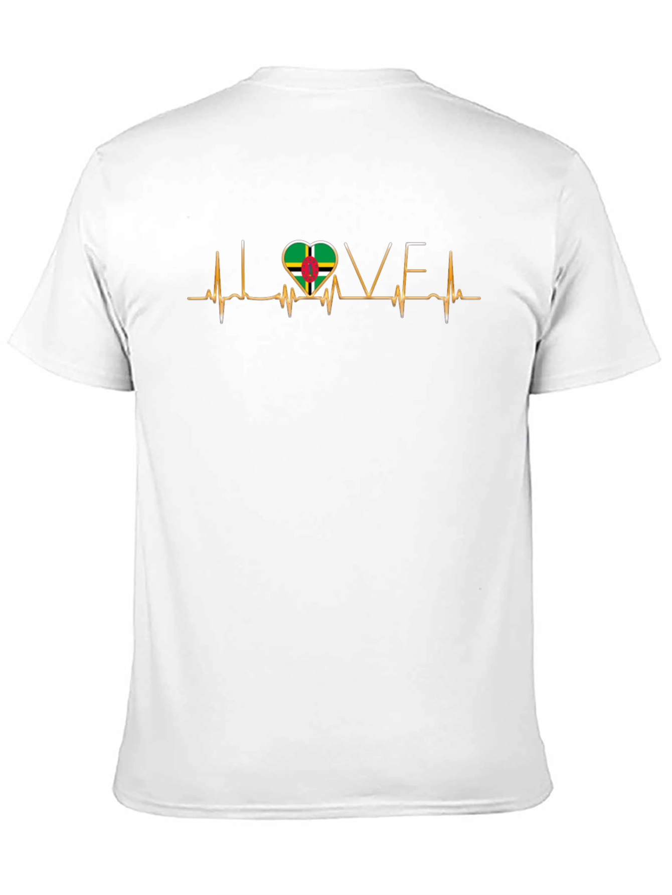 I Love Dominica T-Shirt Dominica Flag Heartbeat Tee