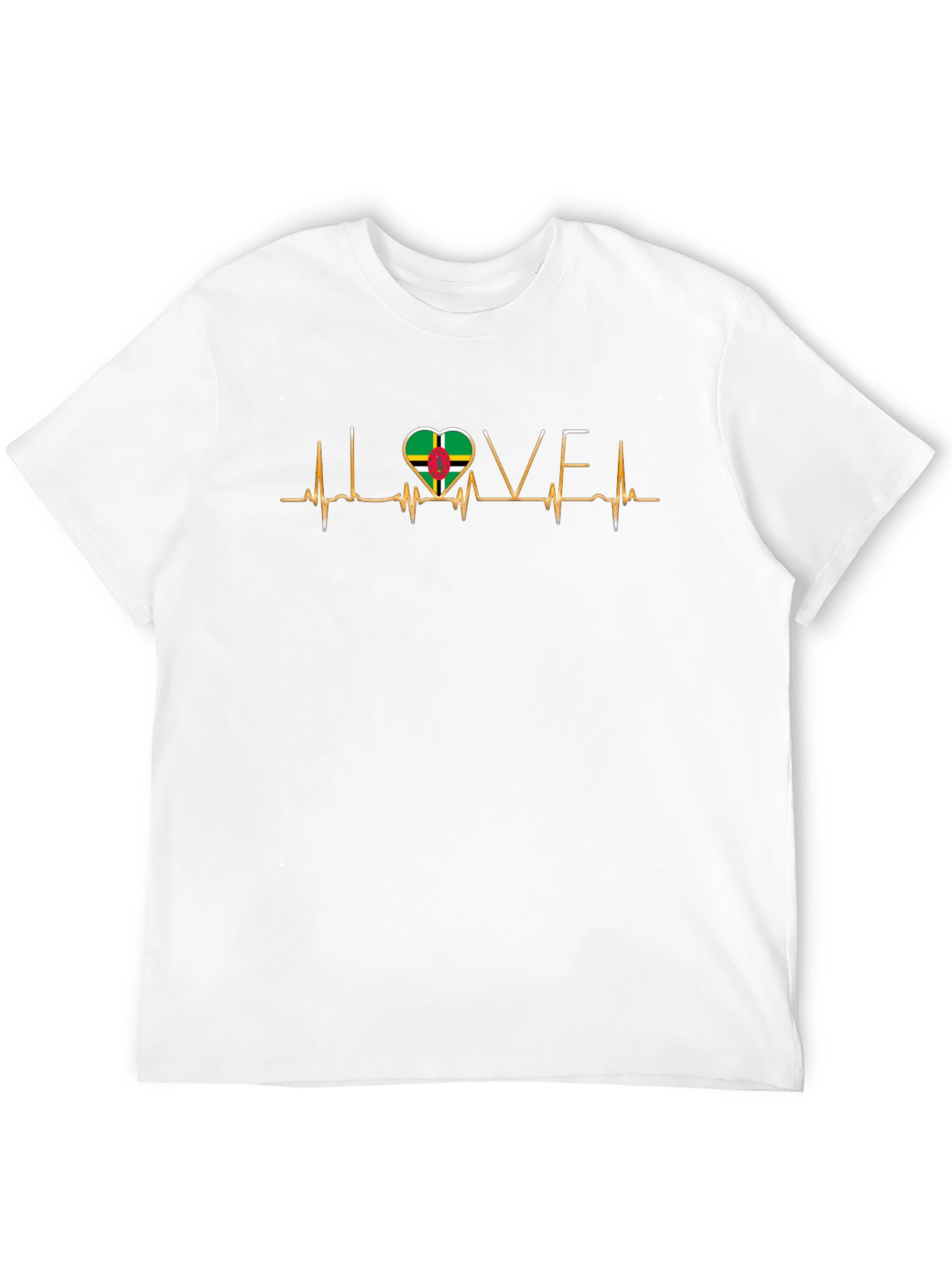 I Love Dominica T-Shirt Dominica Flag Heartbeat Tee